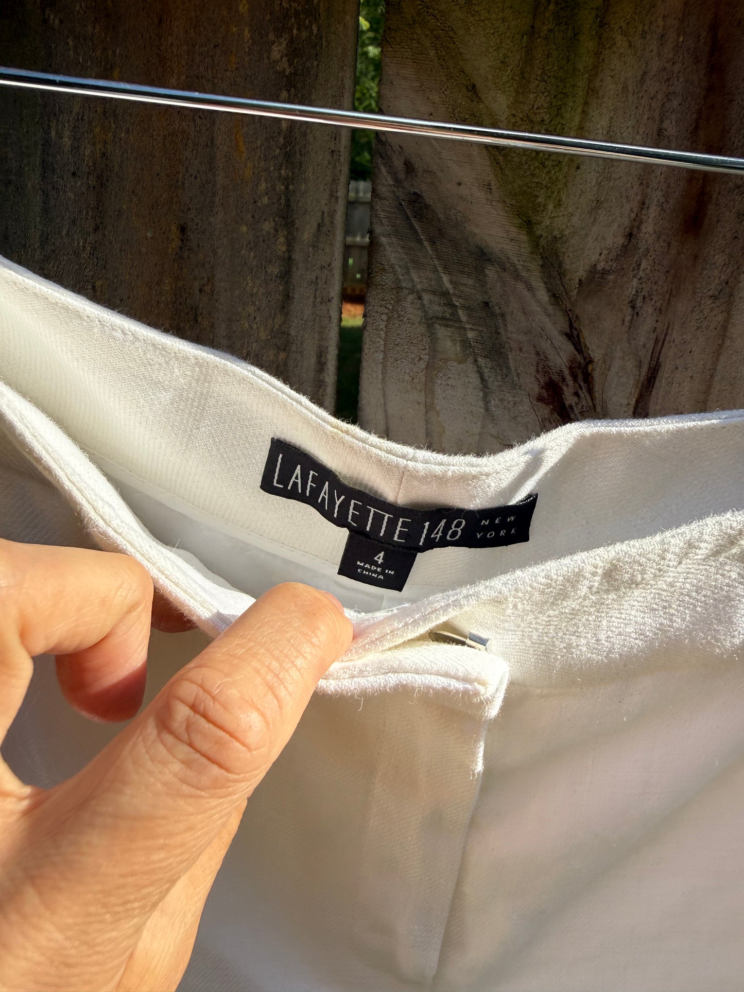 Lafayette 148 White Linen Blend Wide Leg Trousers Size 4