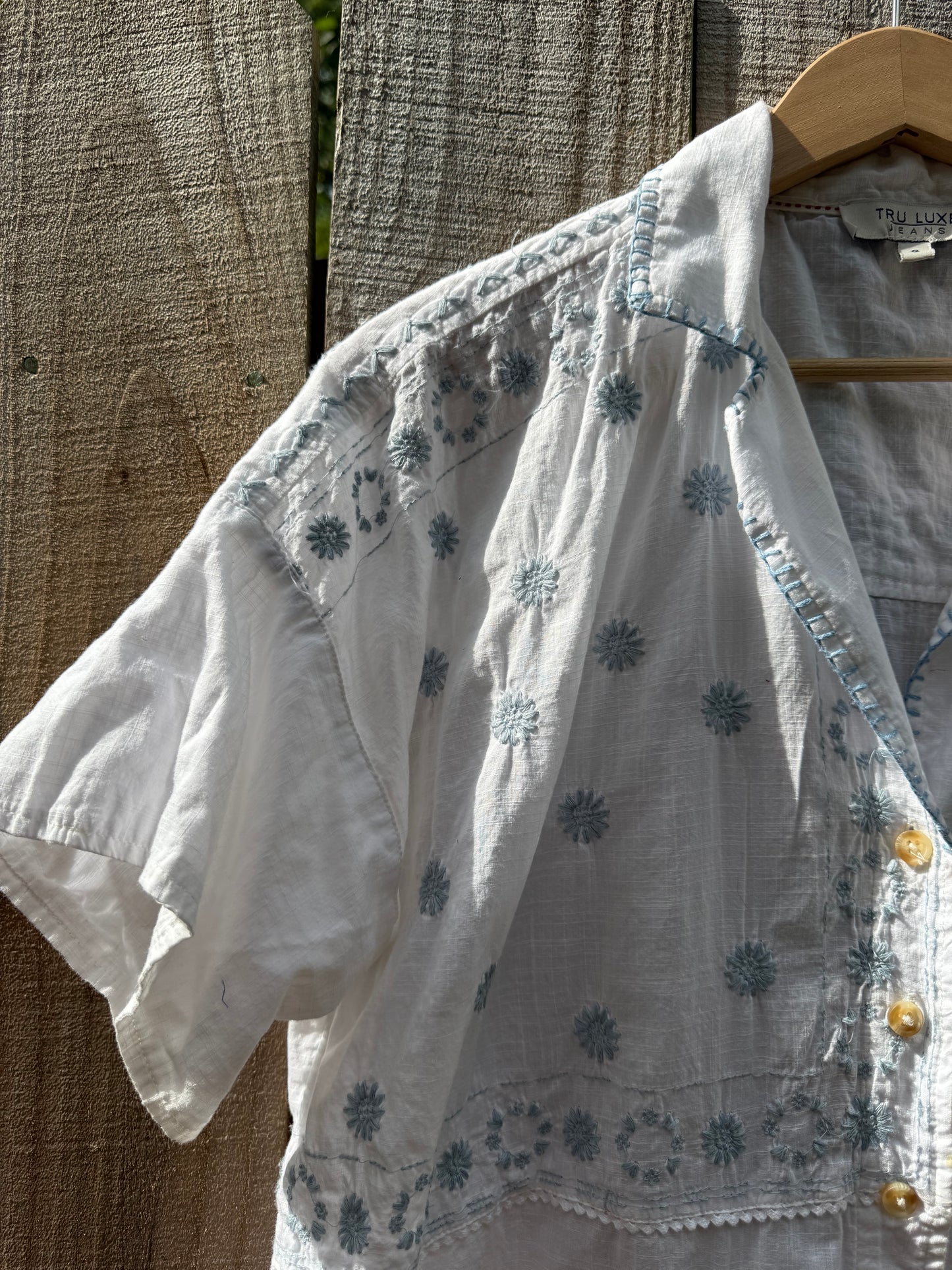 Embroidered Patchwork Embroidered Cotton Camp Shirt – White with Multicolor Florals