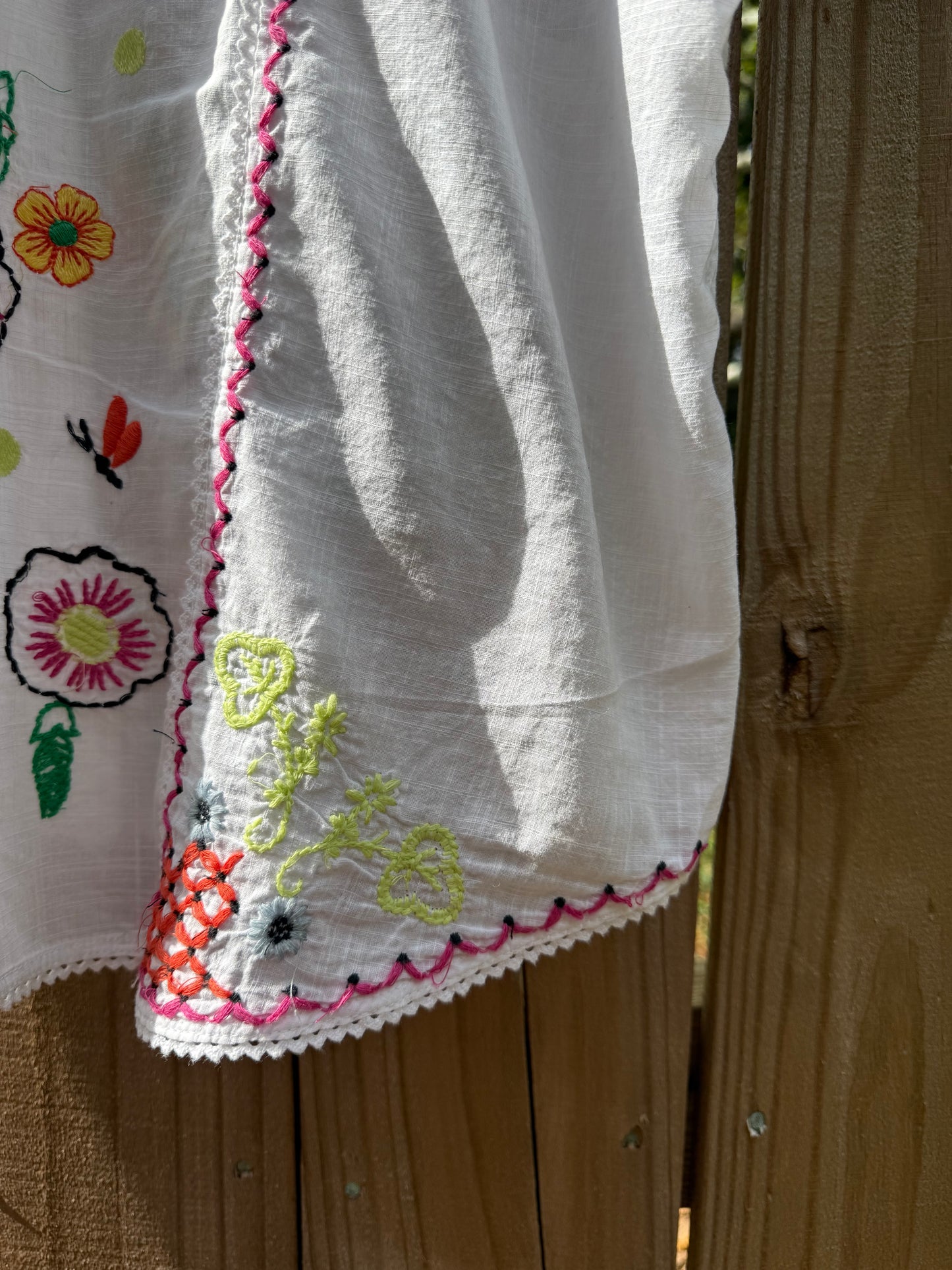 Embroidered Patchwork Embroidered Cotton Camp Shirt – White with Multicolor Florals