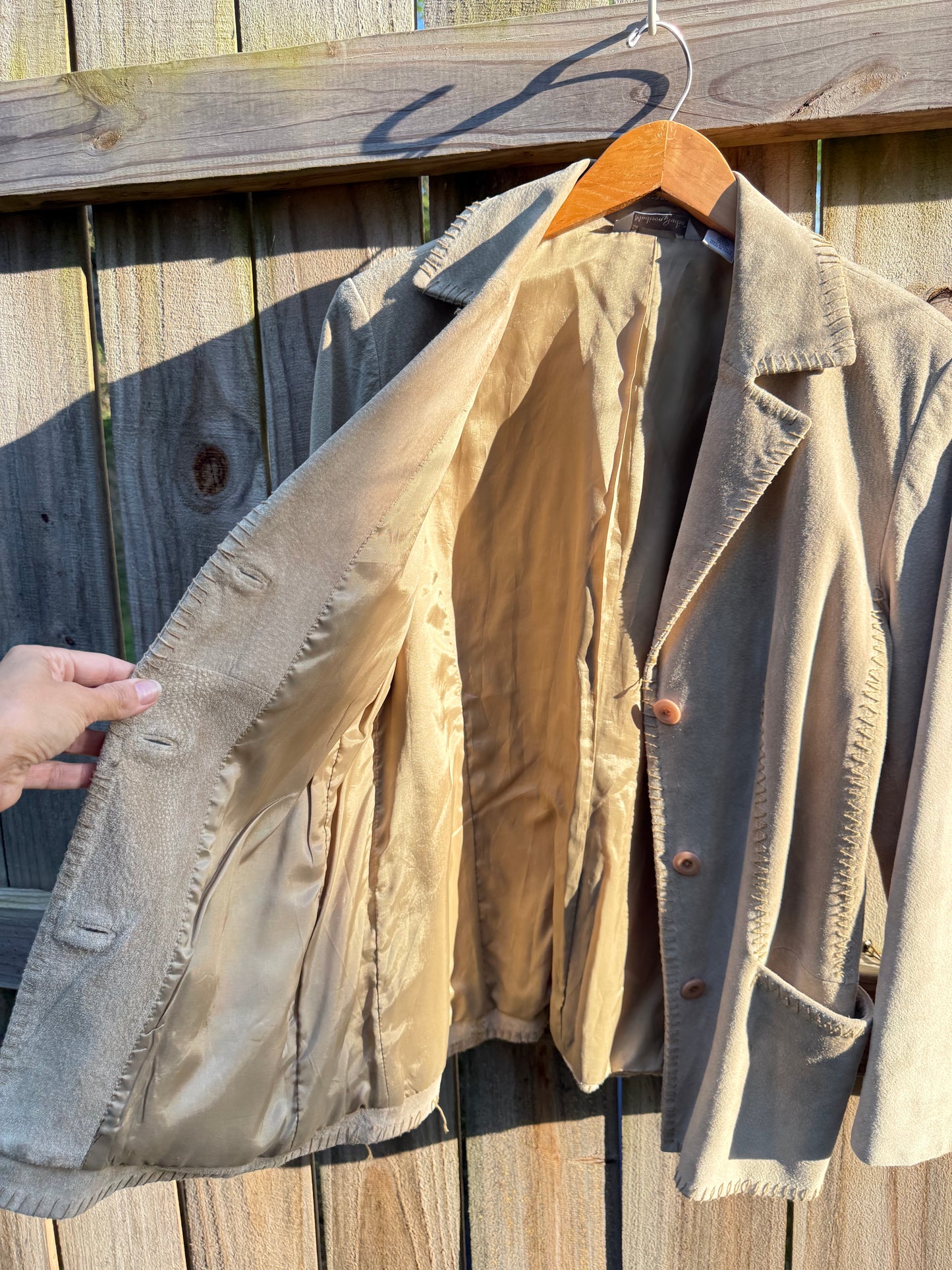 Madison Studio Genuine Suede Whipstitch Jacket – Taupe – Size 8