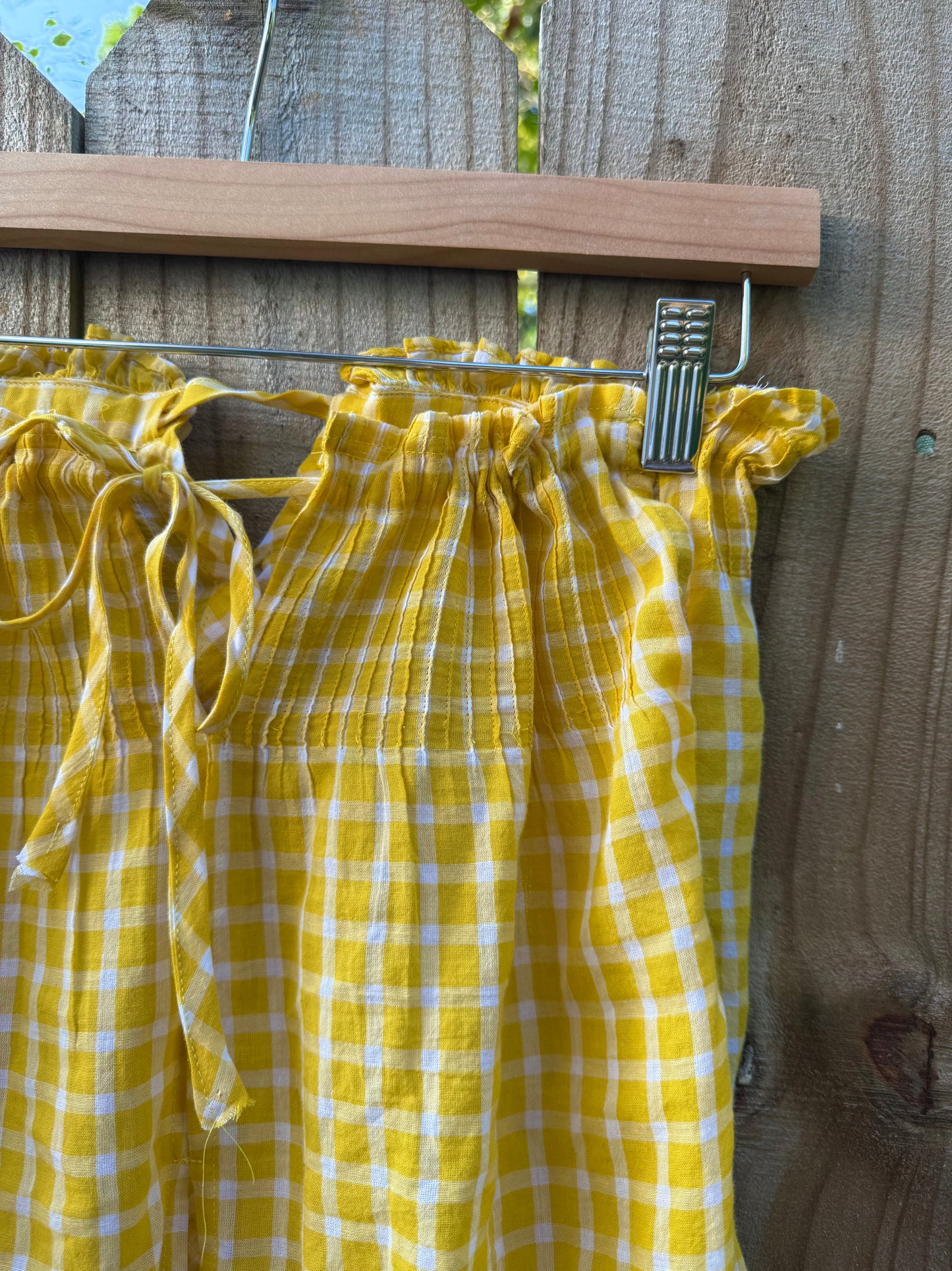 Sunny Yellow Gingham Crop Top – Pin-Tucked One of a Kind