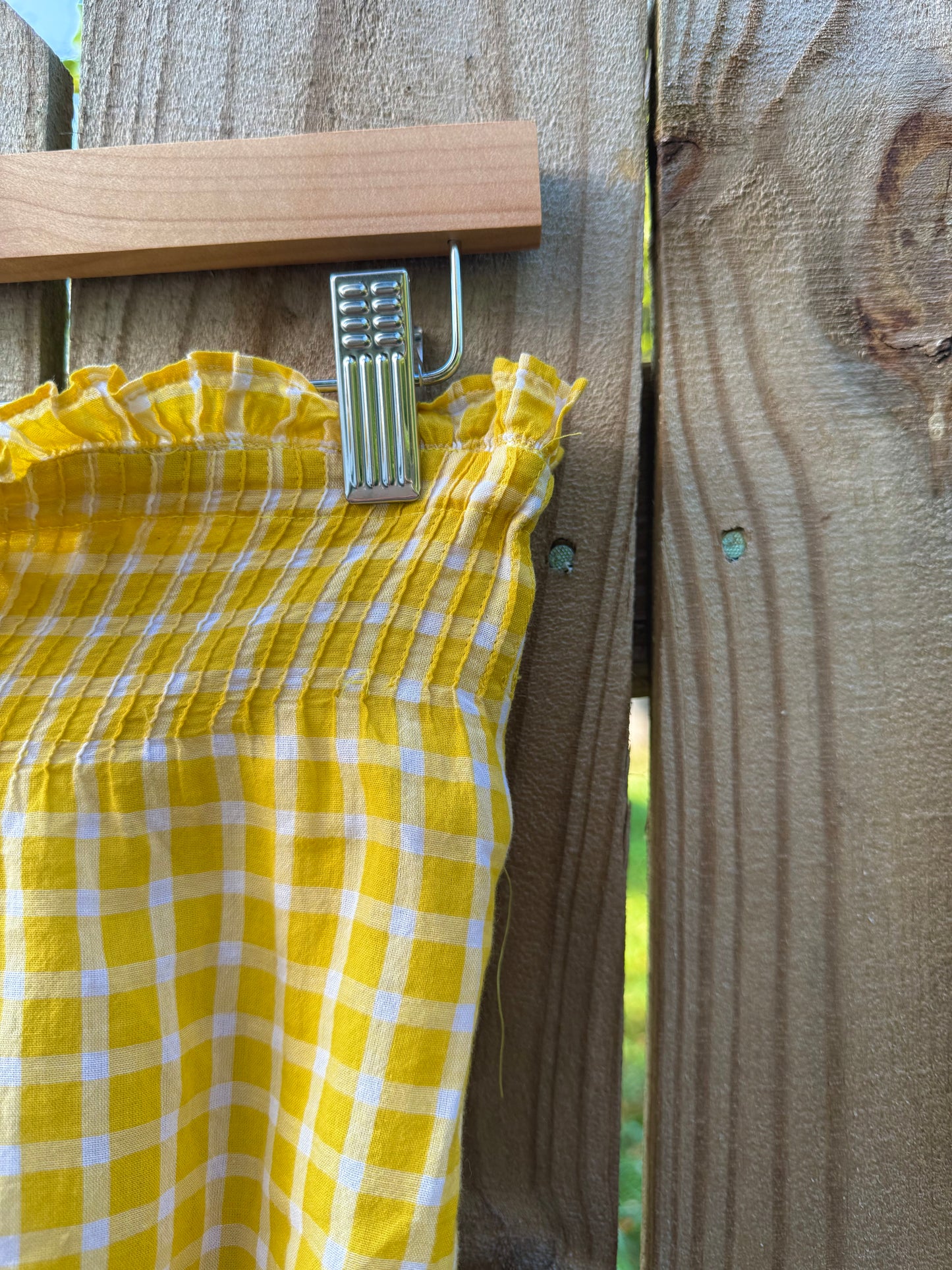 Sunny Yellow Gingham Crop Top – Pin-Tucked One of a Kind