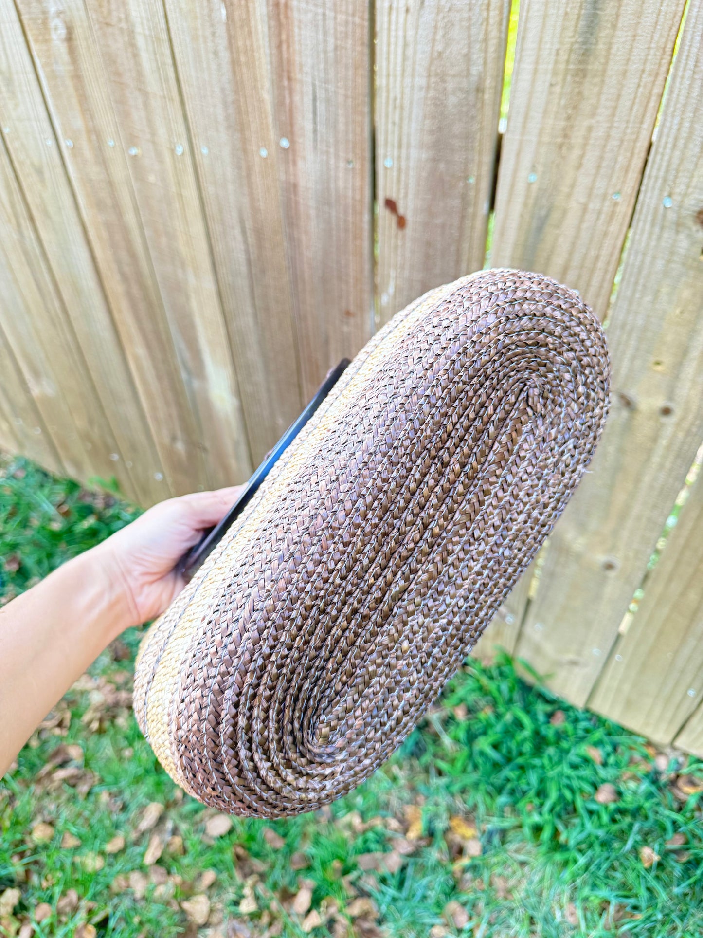 Striped Woven Market Tote – Brown & Gold Tones