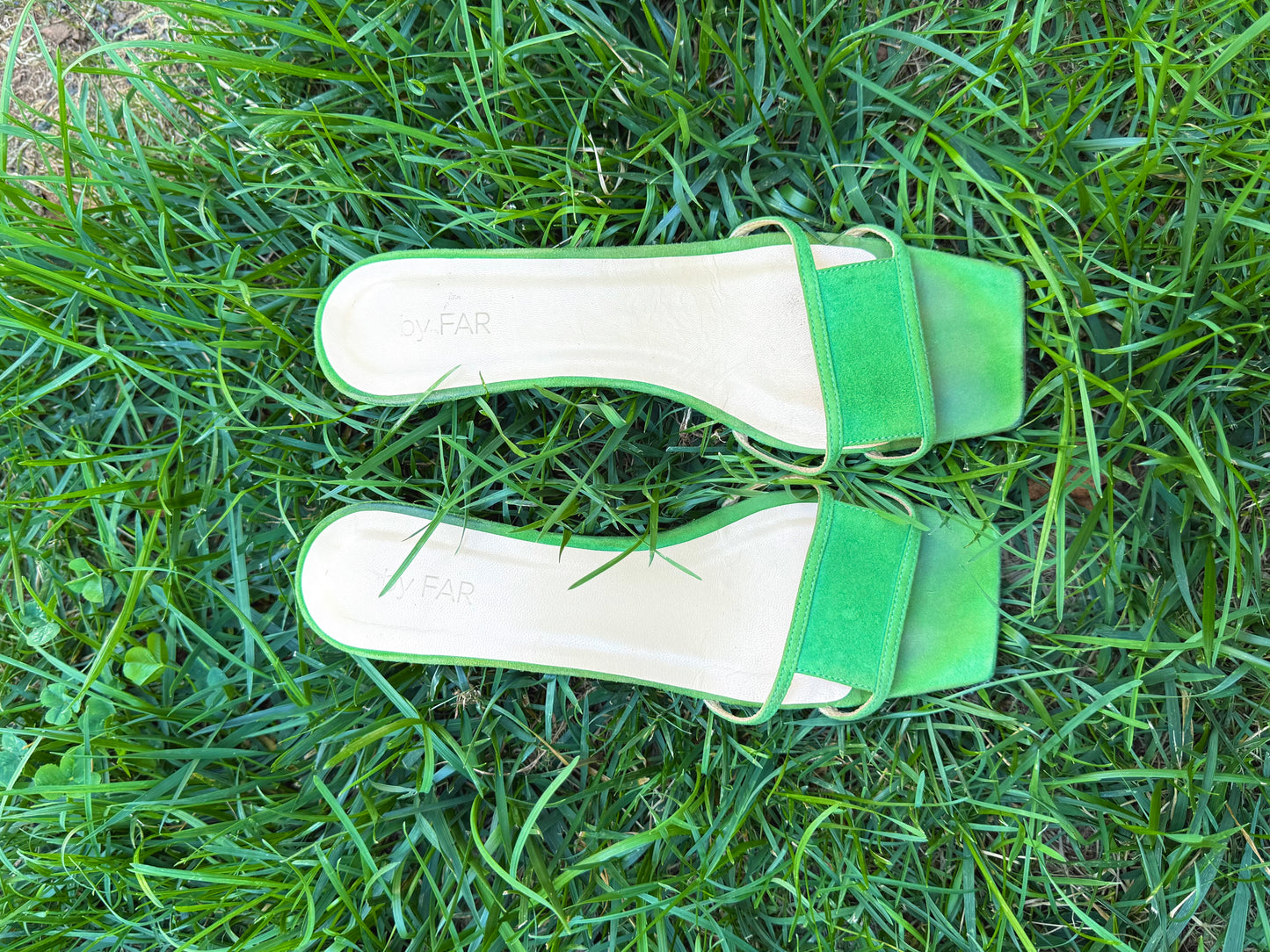by FAR Green Suede Square Toe Sandals | Handmade in Italy | Size 40 | Retail $350