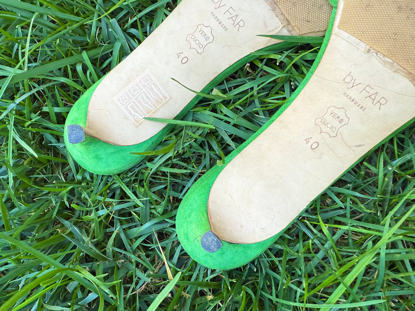 by FAR Green Suede Square Toe Sandals | Handmade in Italy | Size 40 | Retail $350
