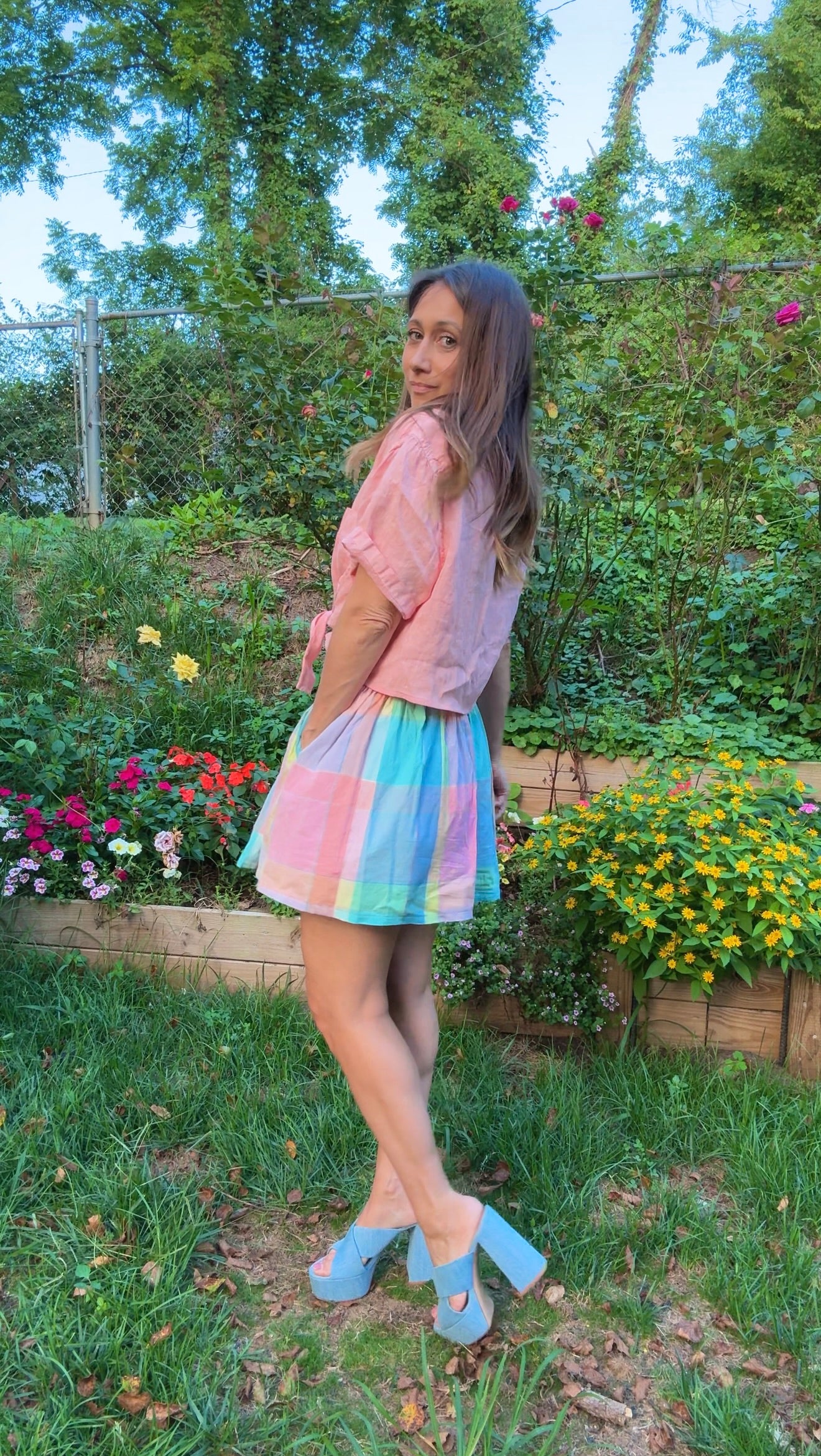 Vintage Tutti Frutti Rainbow Check Cotton Mini Skirt — Sunday Honey