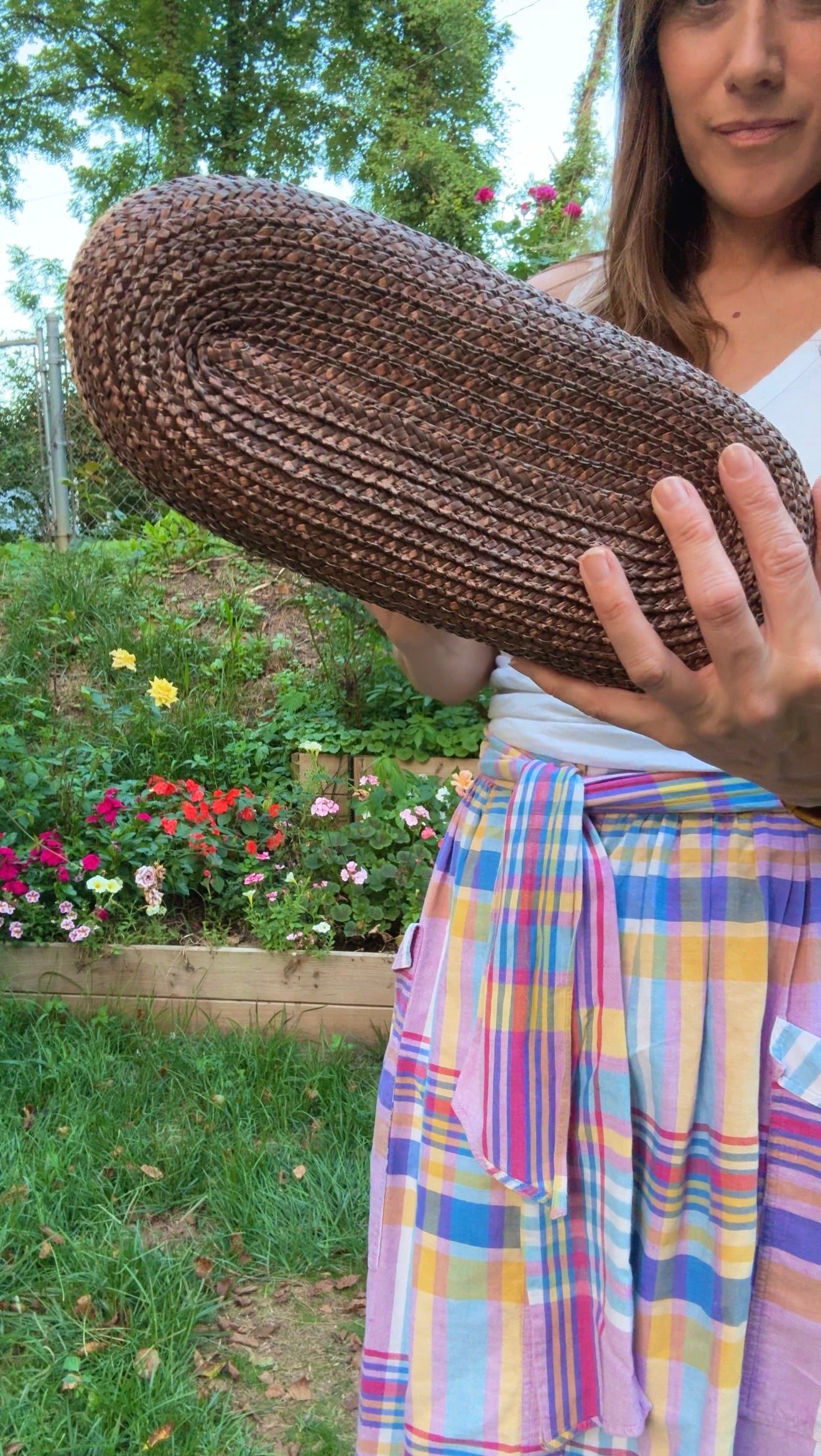 Striped Woven Market Tote – Brown & Gold Tones
