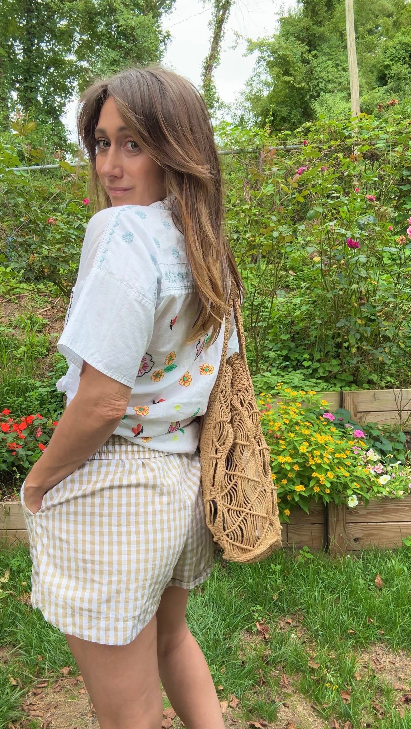 Embroidered Patchwork Embroidered Cotton Camp Shirt – White with Multicolor Florals