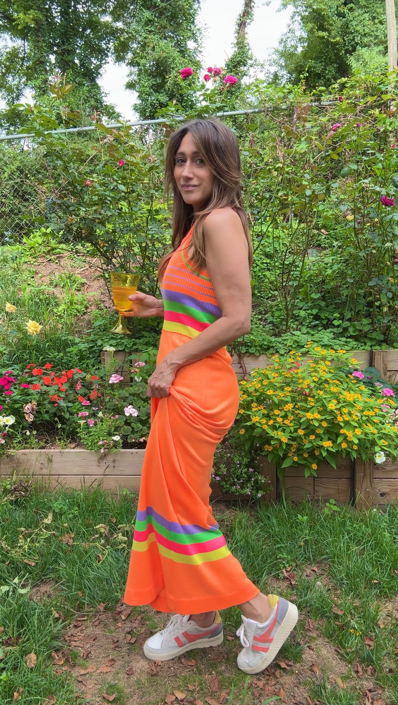 Vintage Banff Neon Stripe Knit Maxi Dress (1970s/80s)