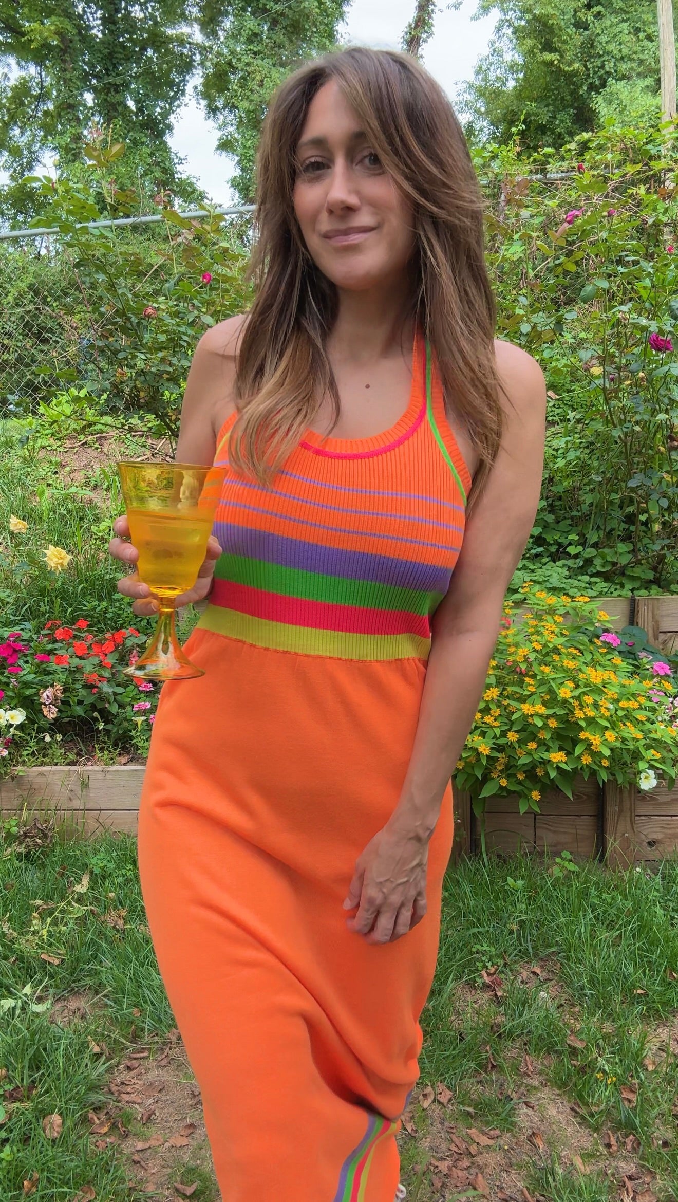 Vintage Banff Neon Stripe Knit Maxi Dress (1970s/80s)