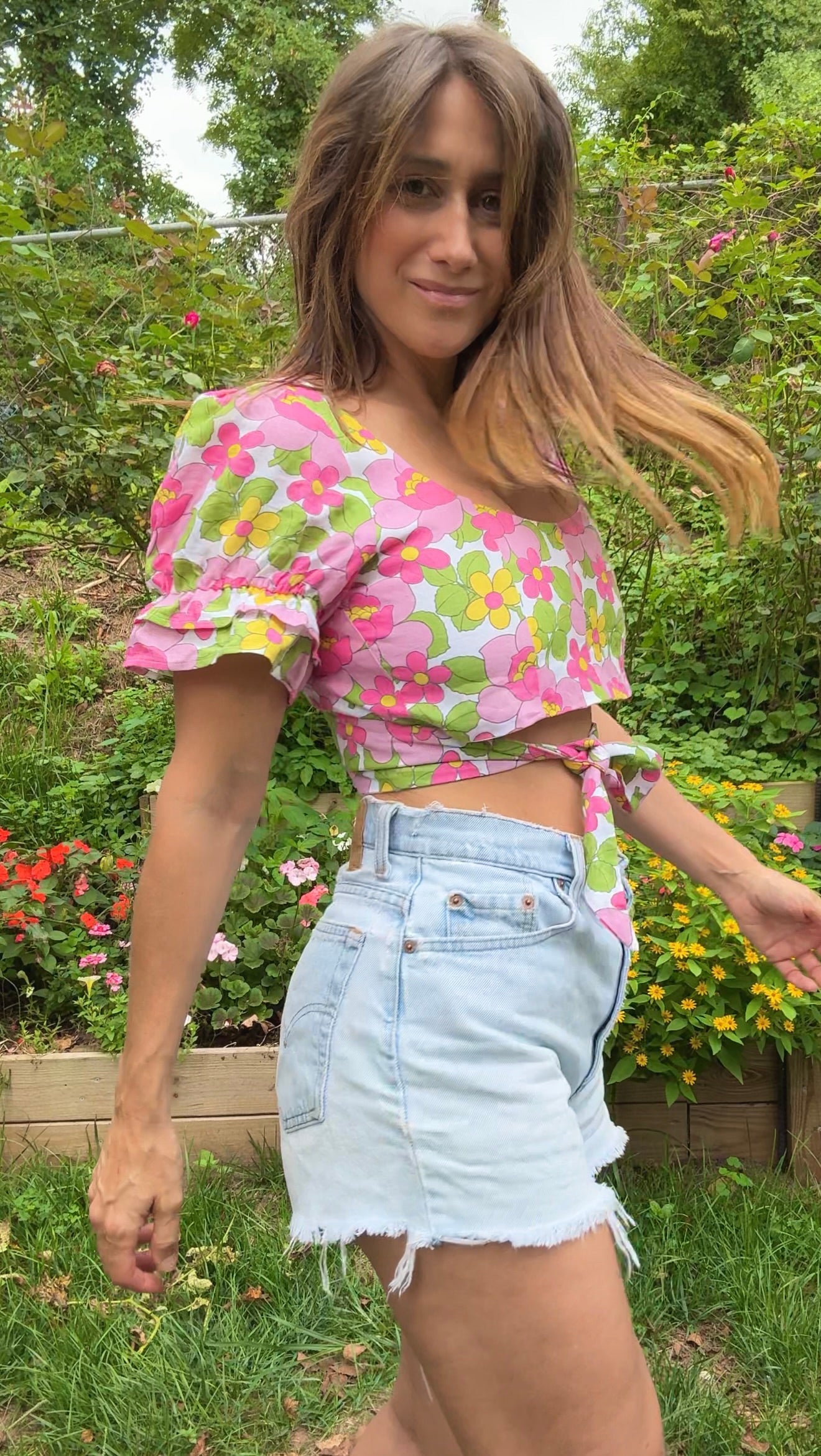 Floral Puff Sleeve Tie-Front Top – Show Me Your Mumu