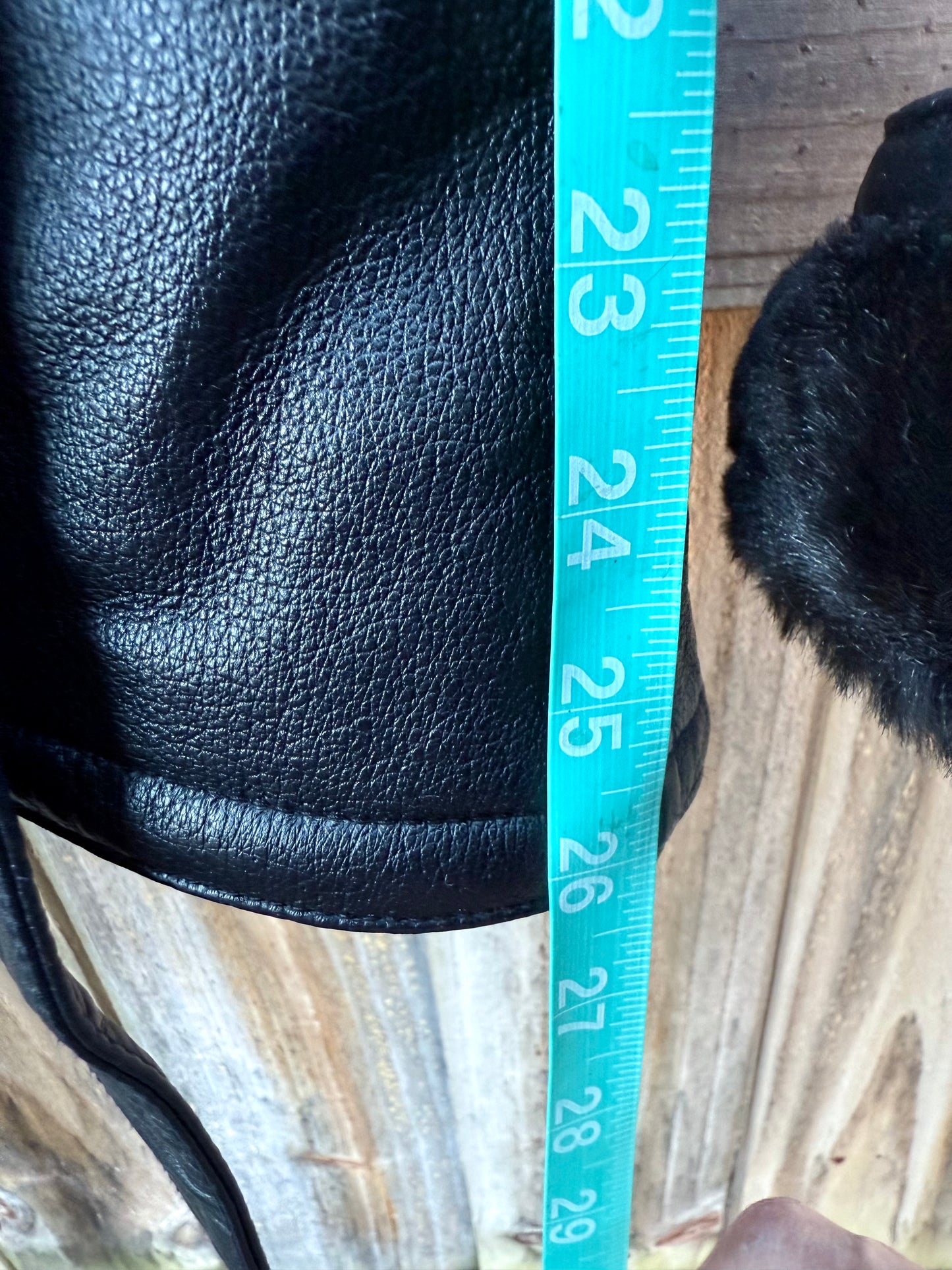 Vintage Black Leather Shearling-Lined Jacket