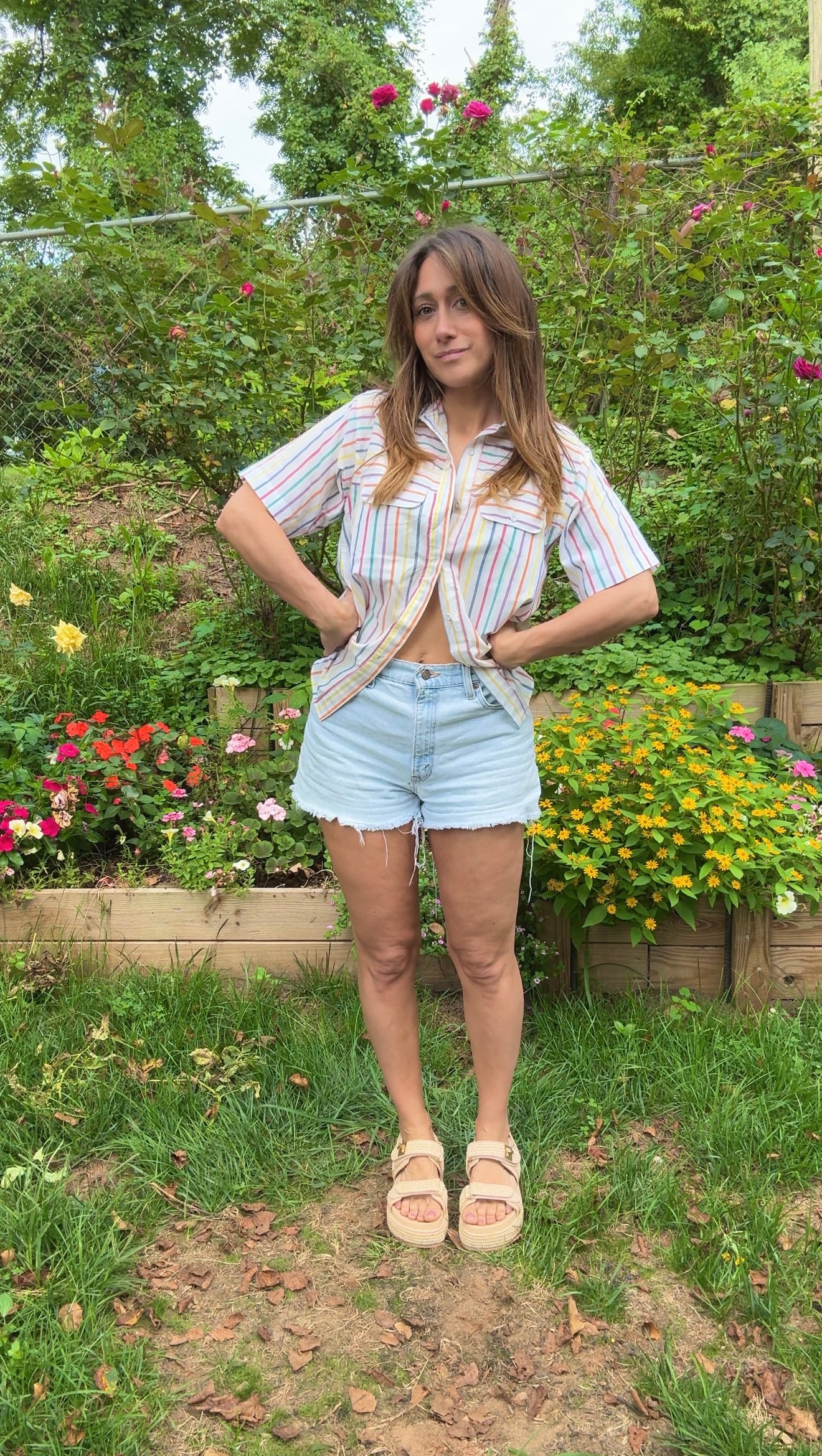 90’s Rainbow Stripe Button Down (Vintage Cotton)