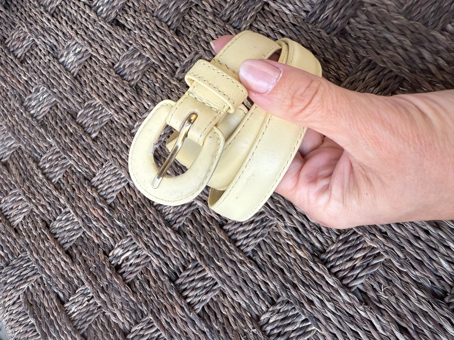 Vintage Pale Butter Yellow Skinny Belt (Soft Italian Café Girl)