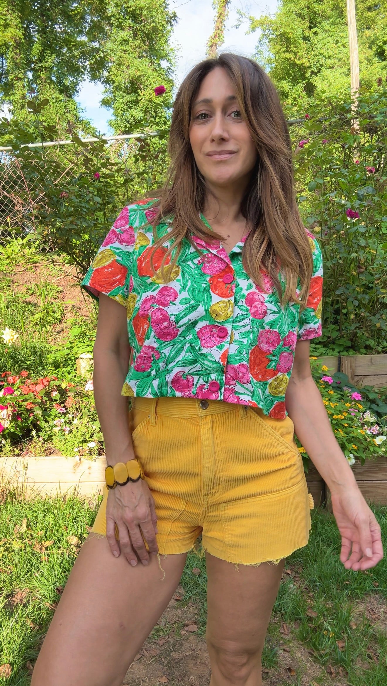 Sunday Honey Citrus Painterly Crop Shirt