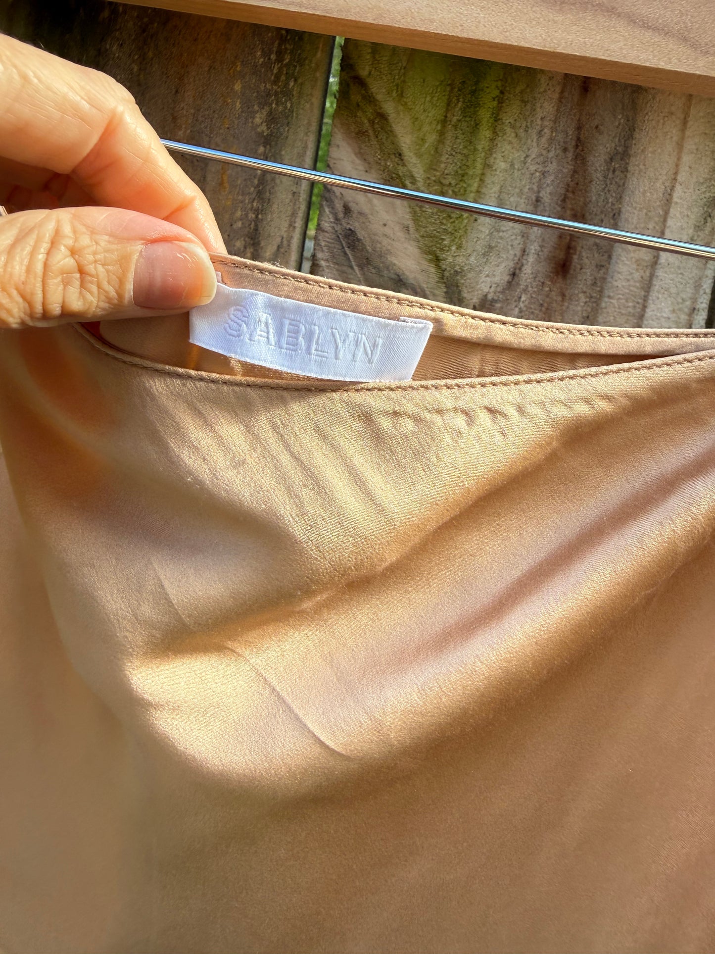 Sablyn Satin Bias Cut Maxi Slip Skirt Champagne Neutral Minimalist Medium