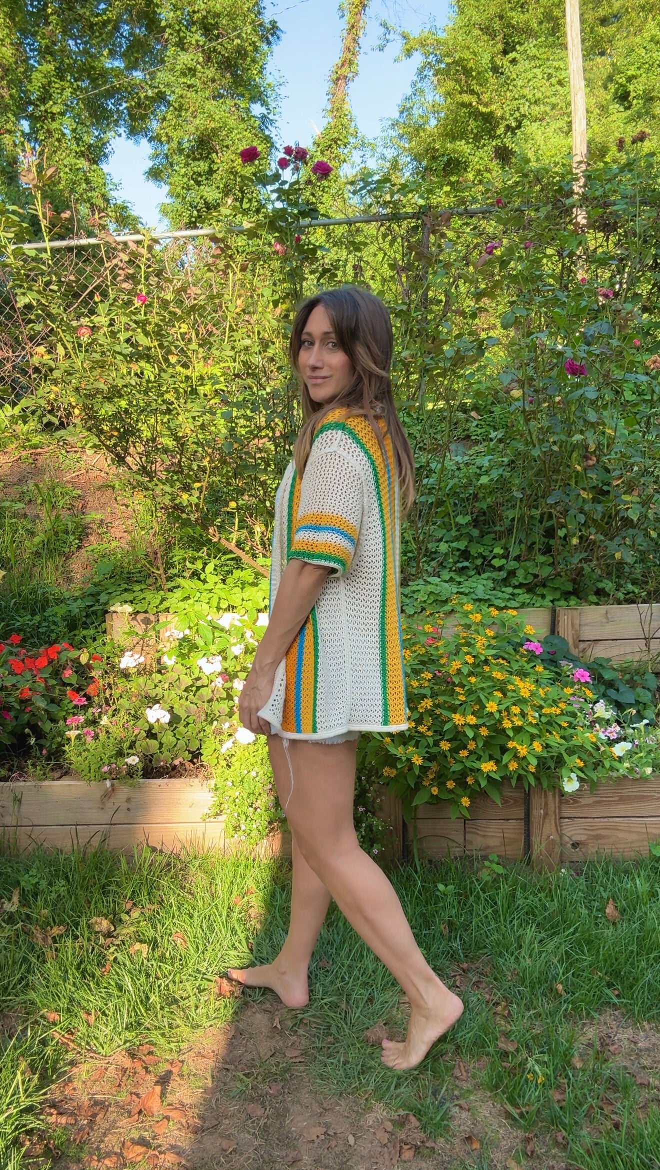 Mother Crochet Stripe Cardigan