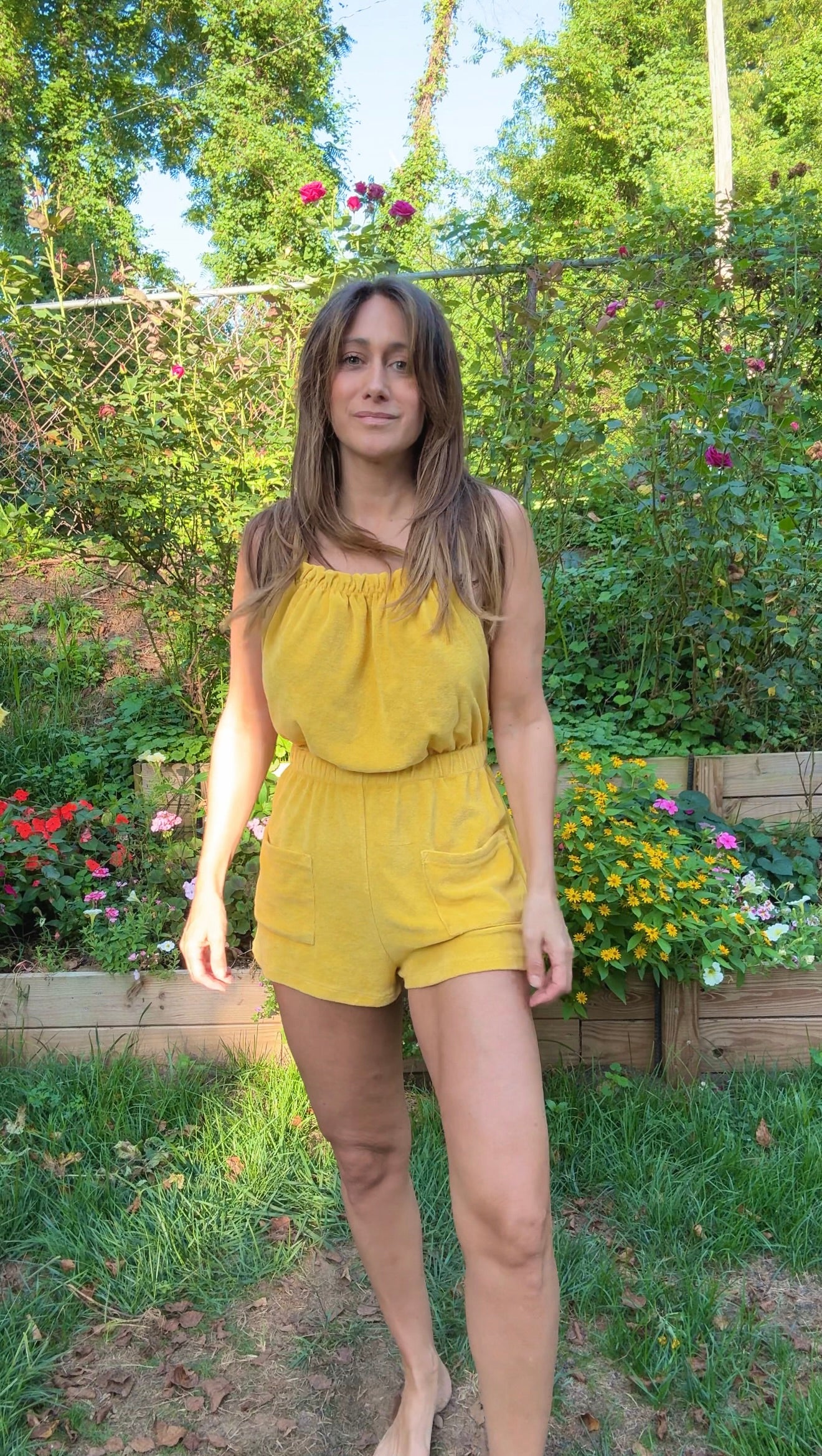 Terrycloth Yellow Halter Romper