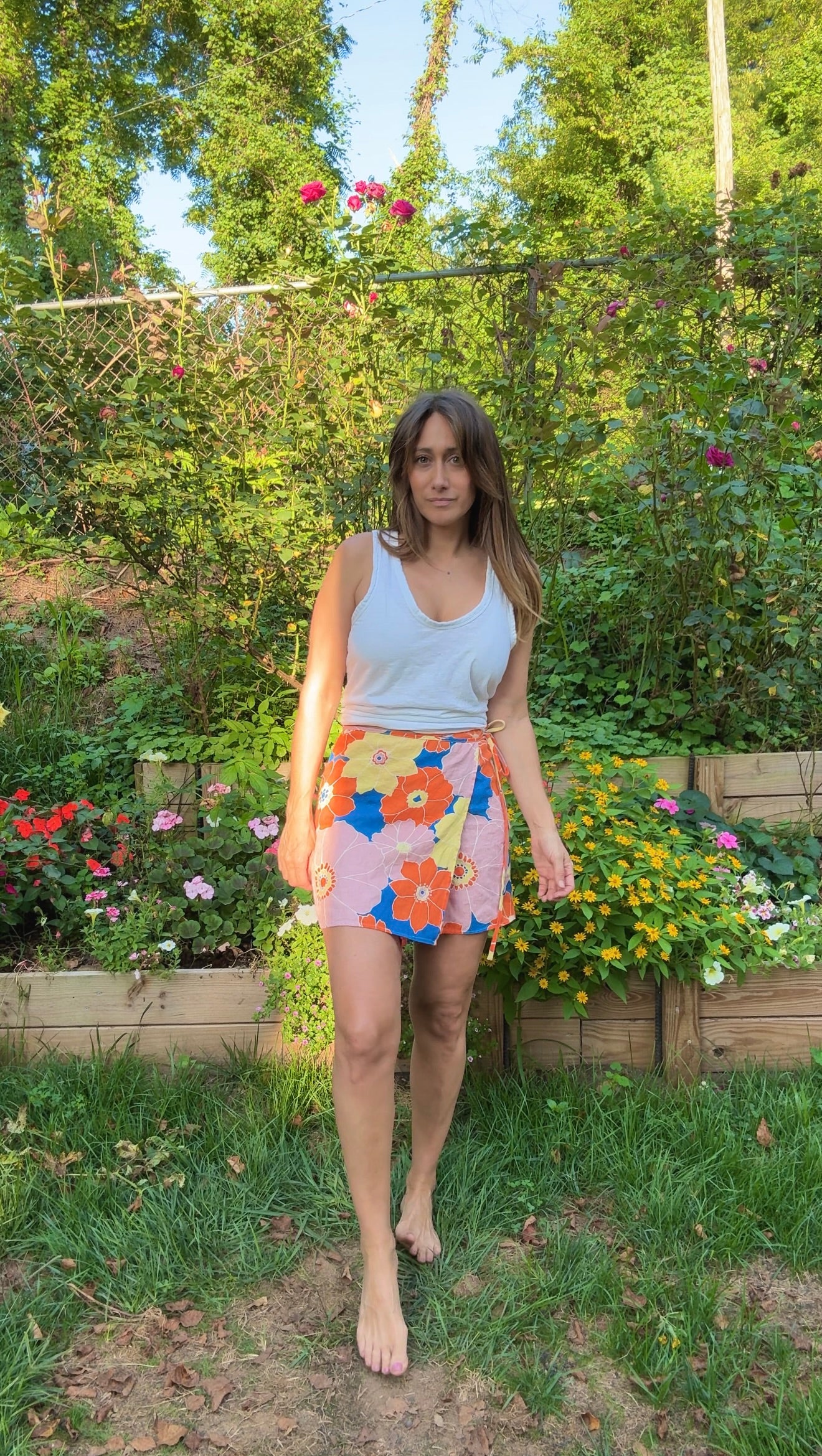 Rails Floral Linen Wrap Skirt