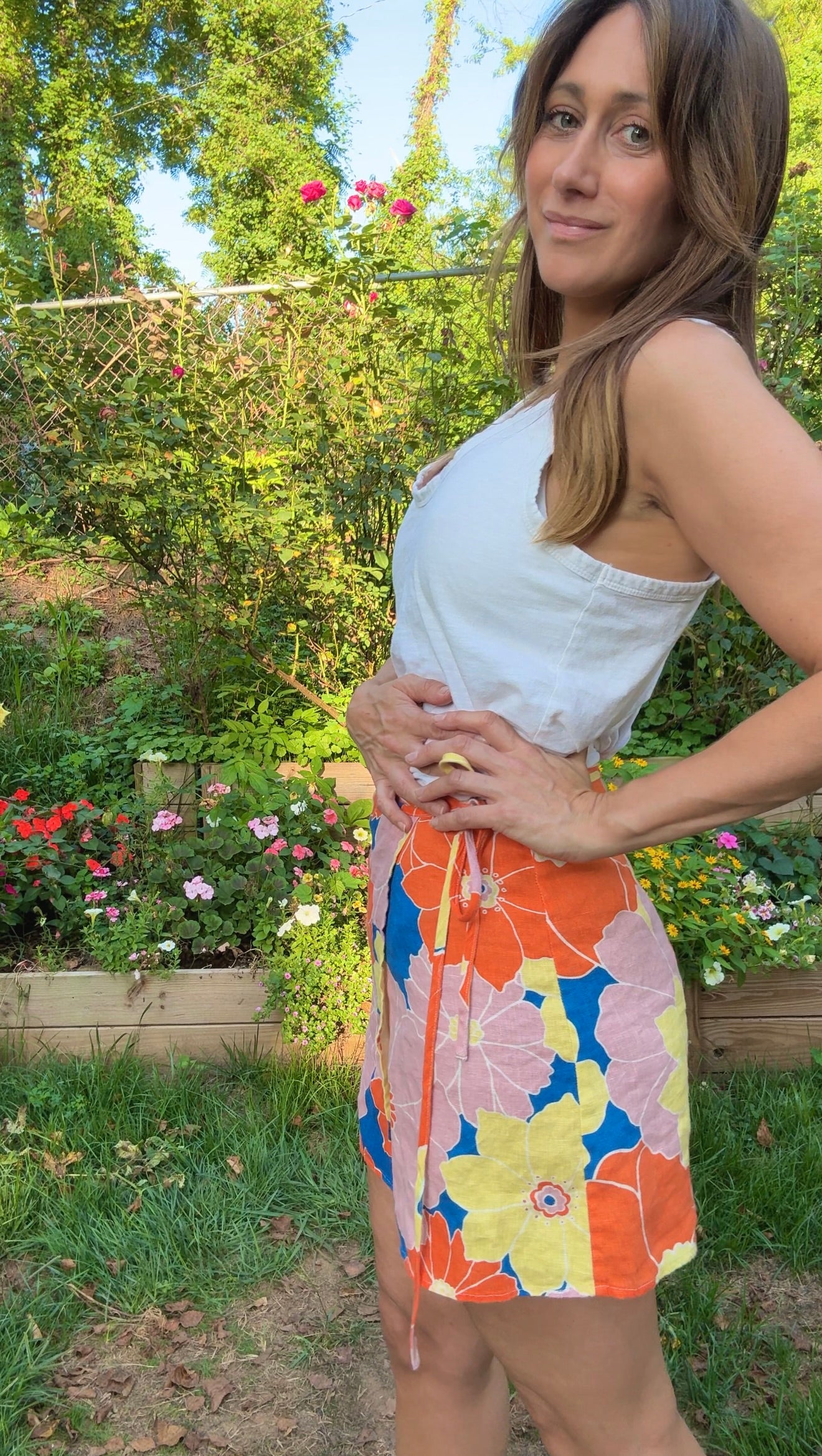 Rails Floral Linen Wrap Skirt