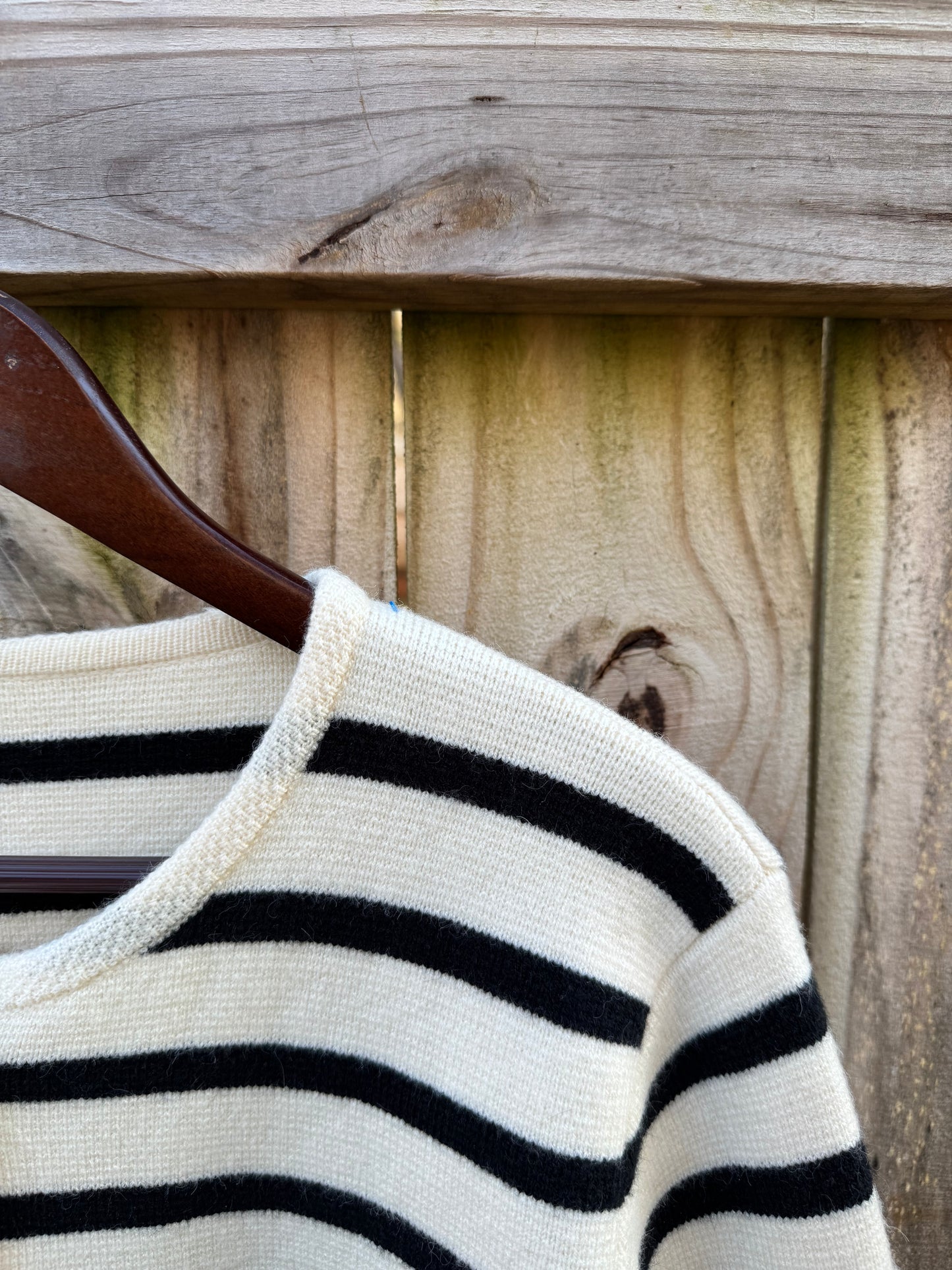 Striped Wool Blend Sailor Cardigan Fisherman core Navy Cream