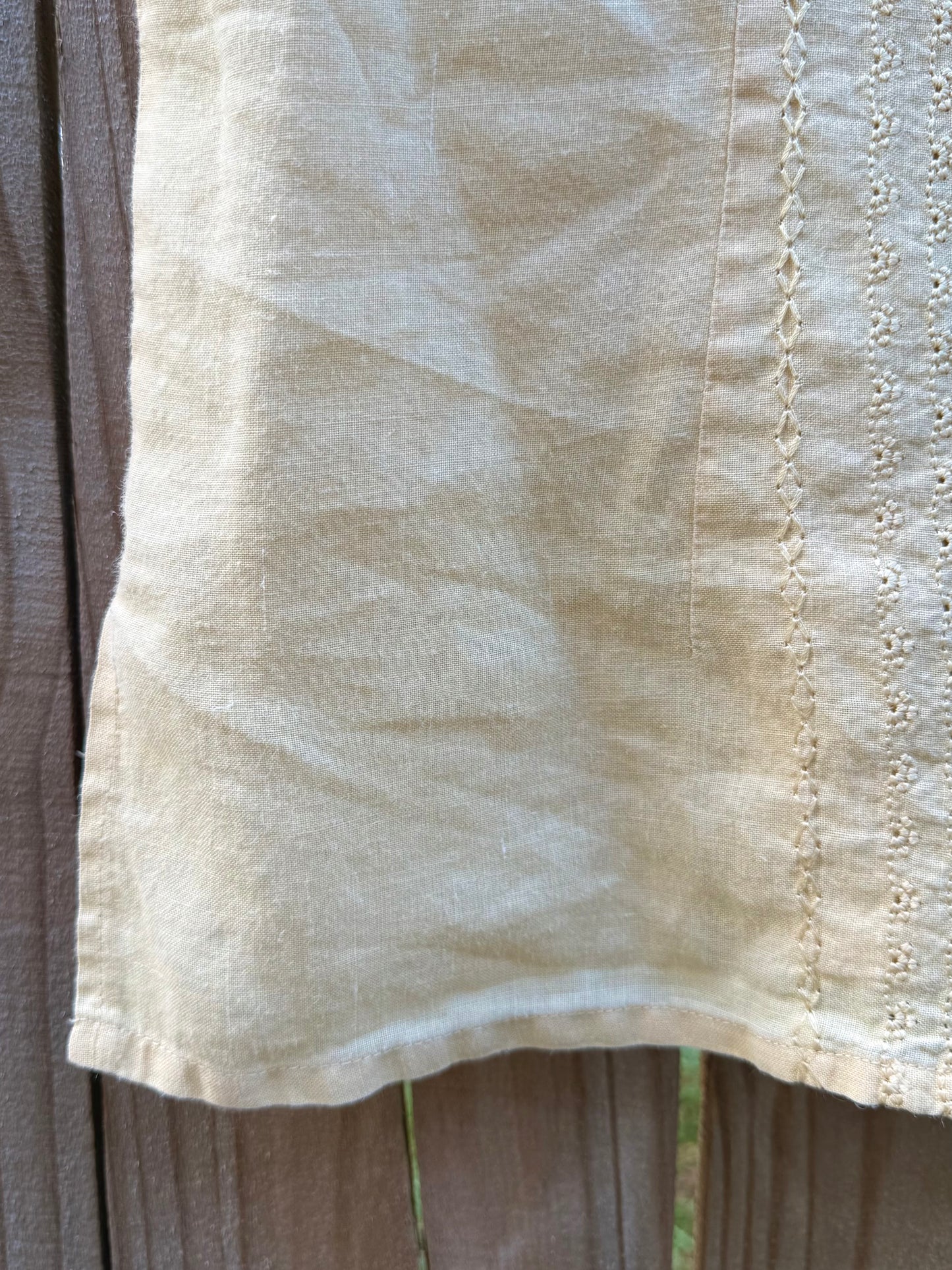 Linen-Blend Pin-Tucked Button Top – Solstice Last Light