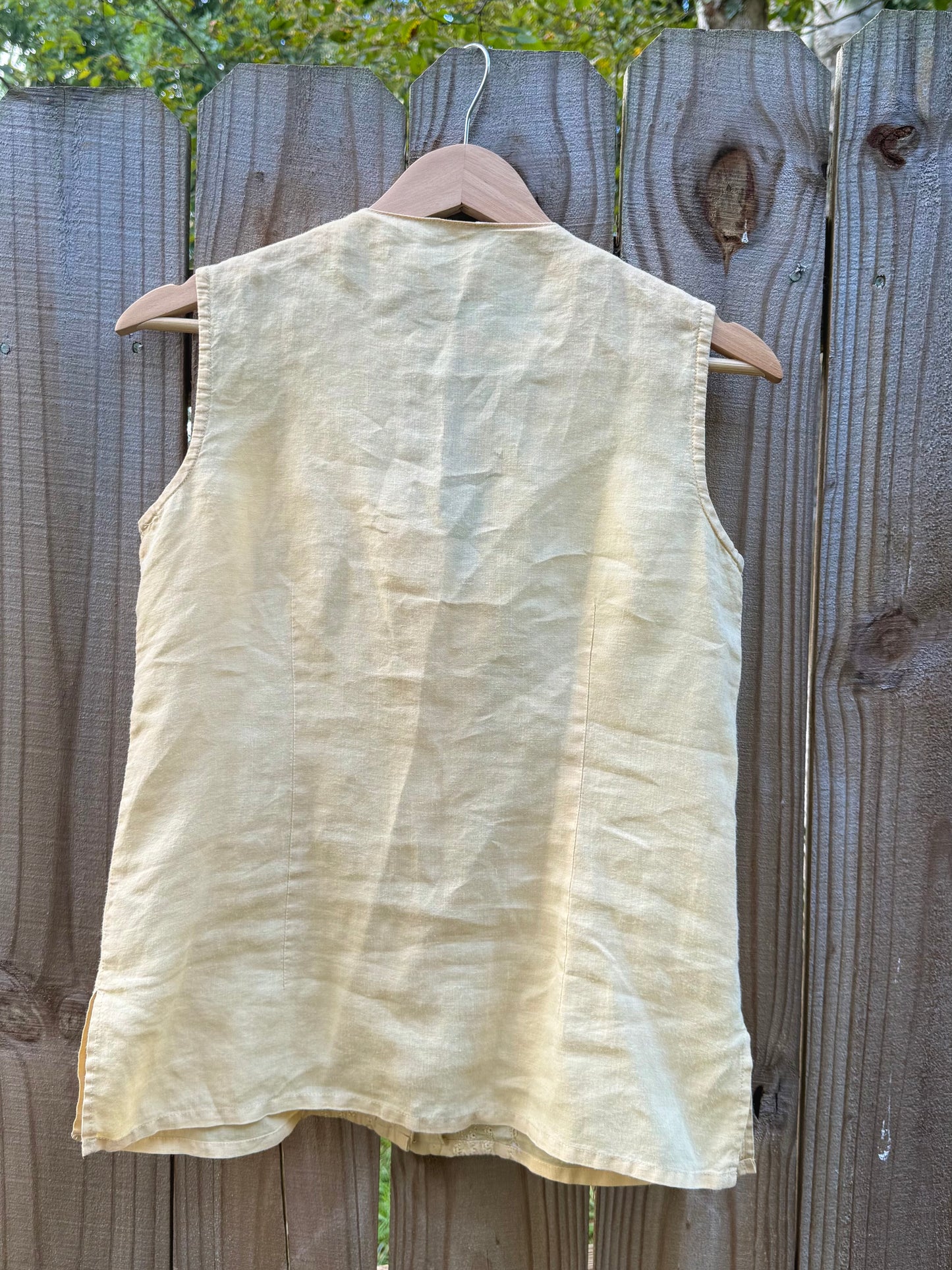Linen-Blend Pin-Tucked Button Top – Solstice Last Light