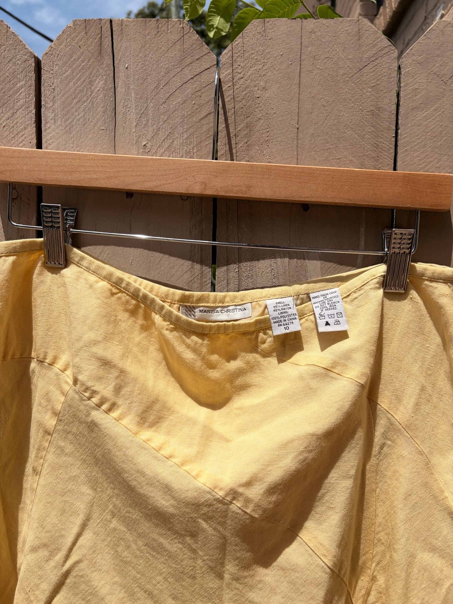 Vintage Marisa Christina Butter Yellow Linen Blend Skirt