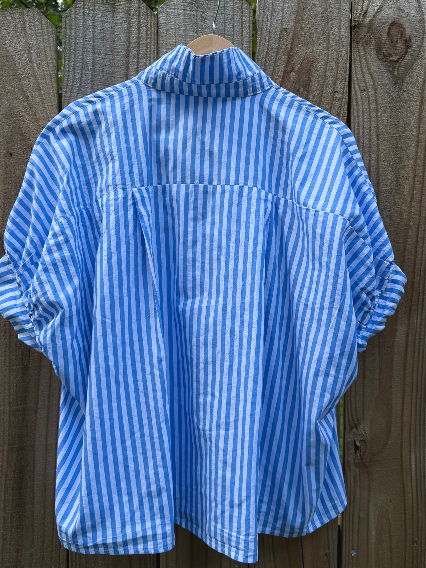 Vintage Blue + White Striped Button Down