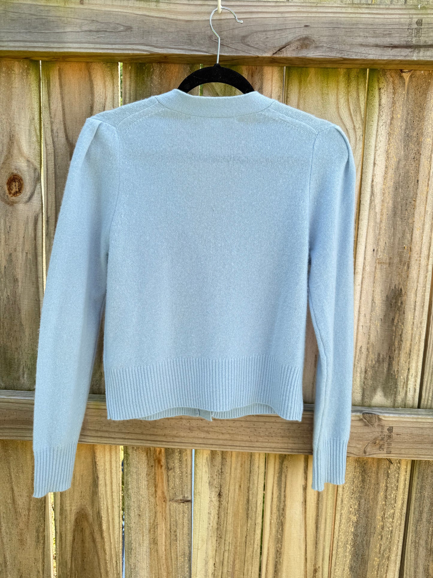 Veronica Beard Powder Blue Cashmere Crest Cardigan
