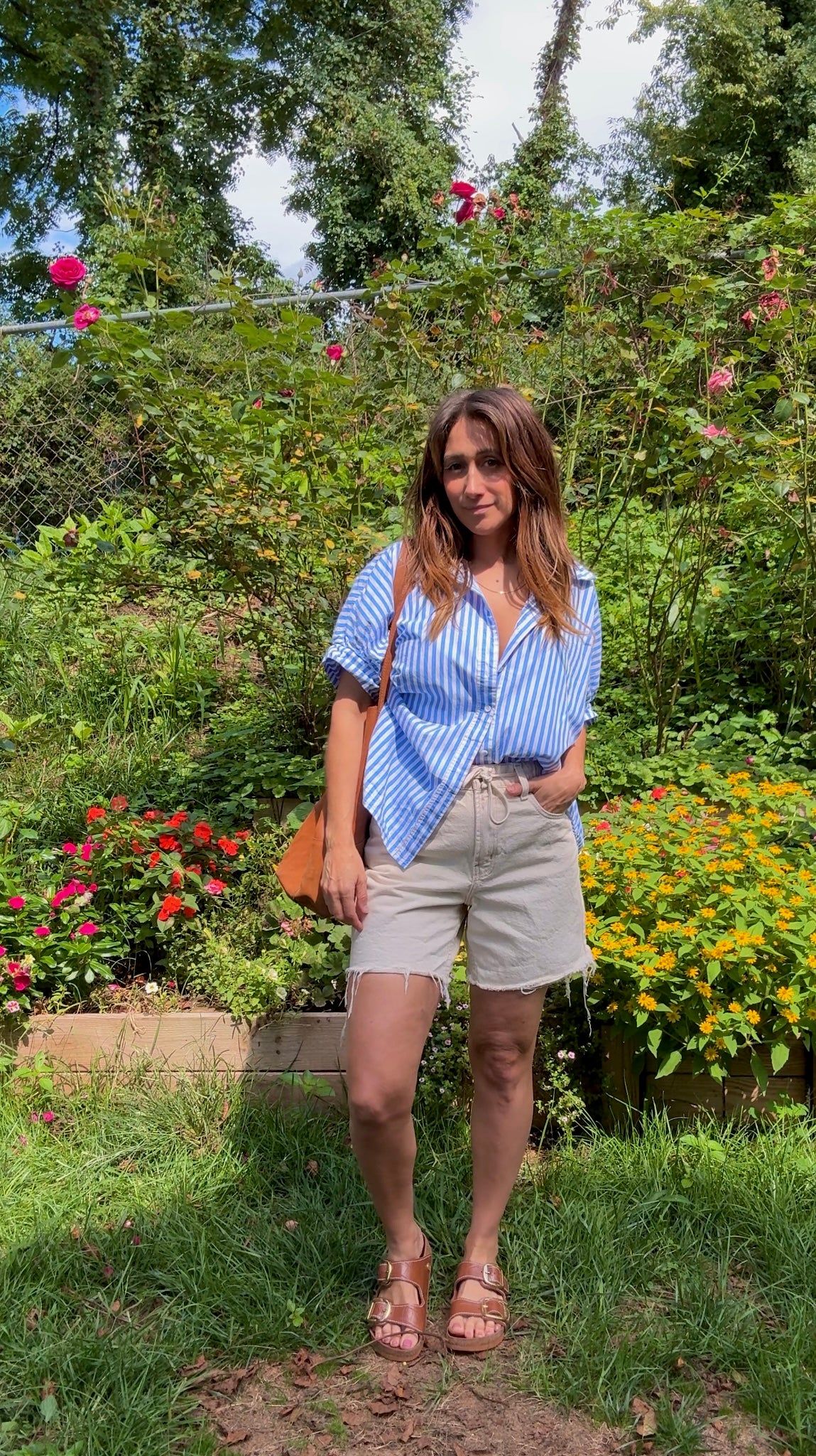Vintage Blue + White Striped Button Down