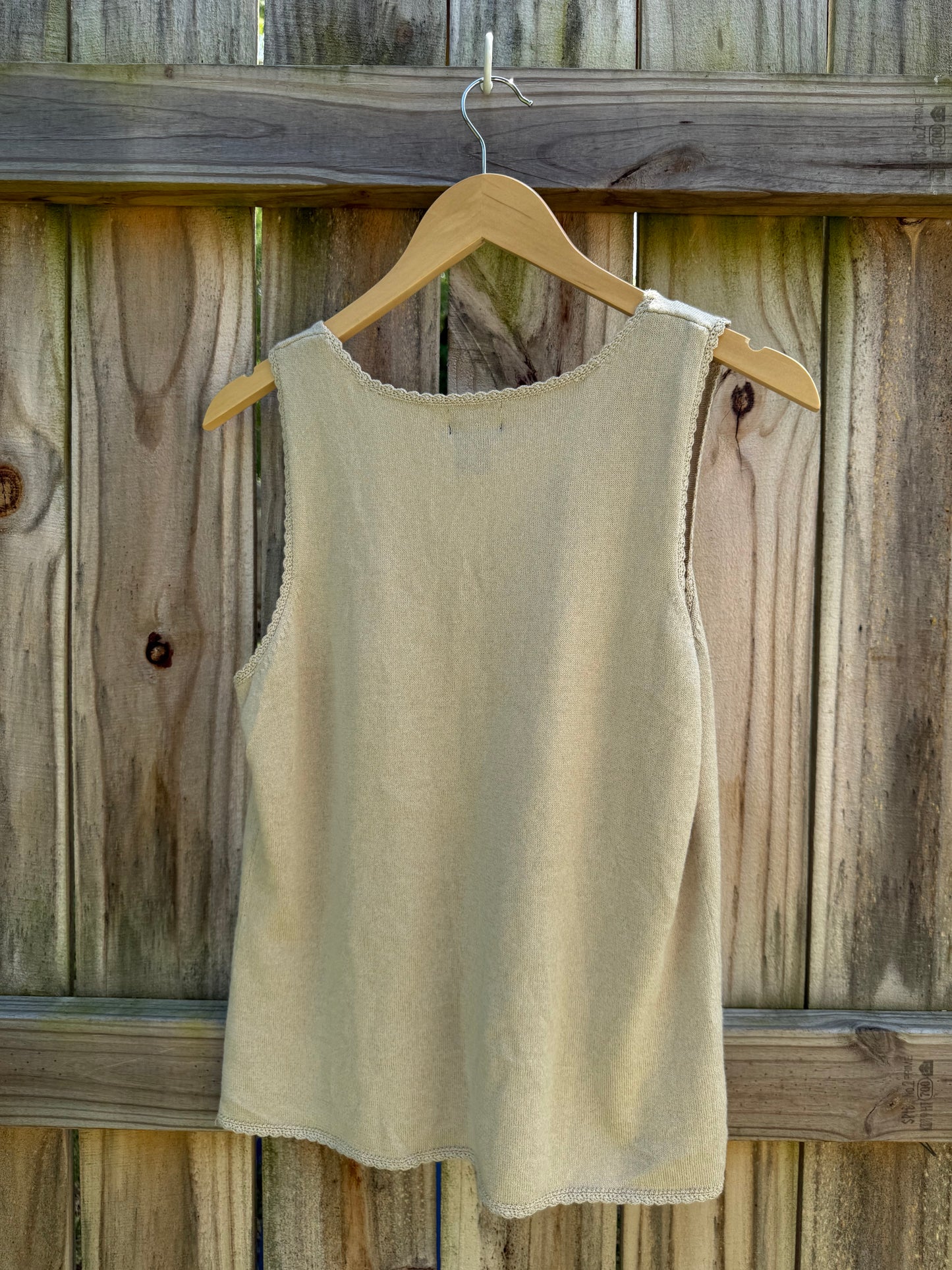 Vintage Rafaella Cotton Blend Knit Shell Top | Oatmeal | Medium