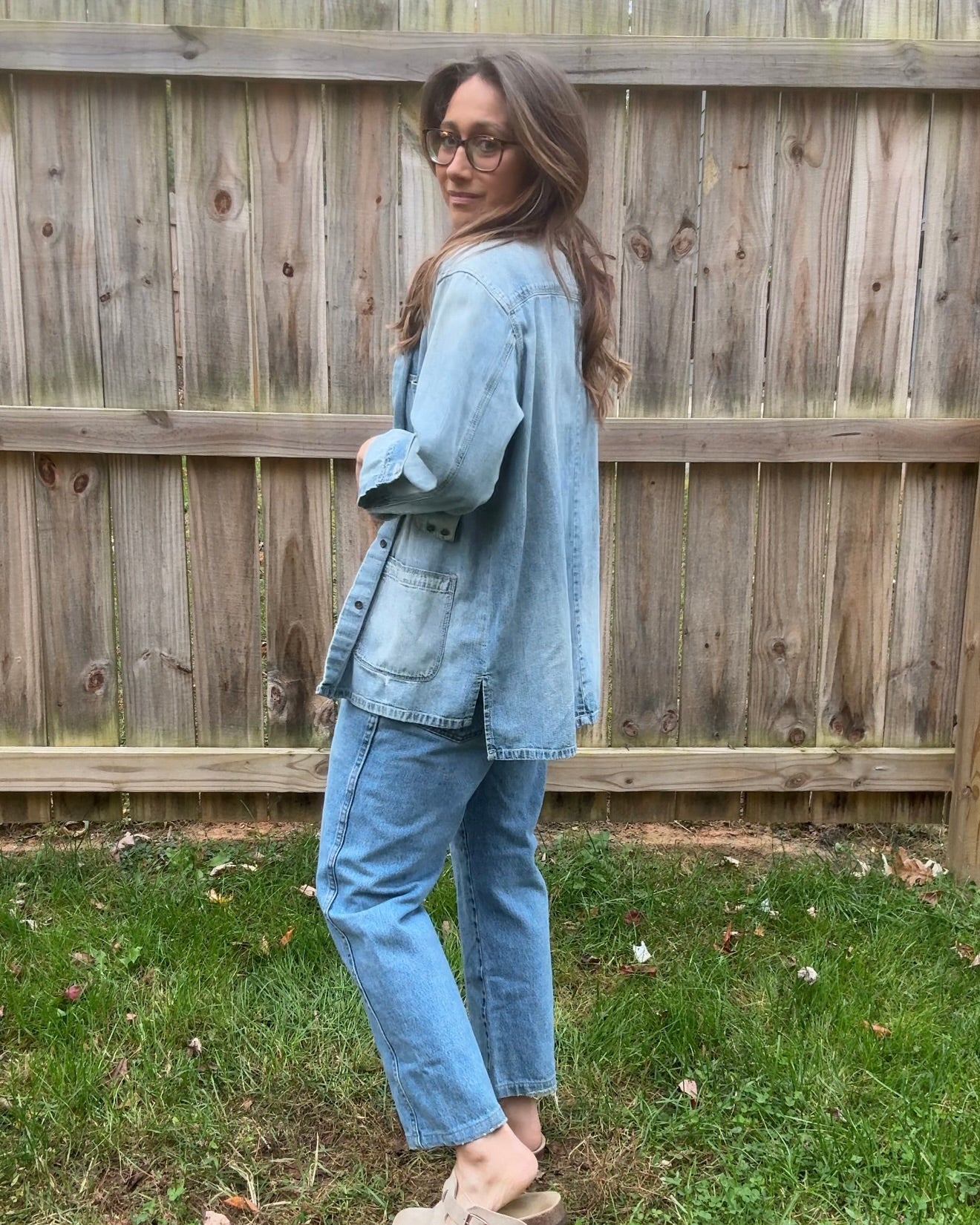 Madewell Denim Chore Jacket Light Wash Oversized Button Up Distressed
