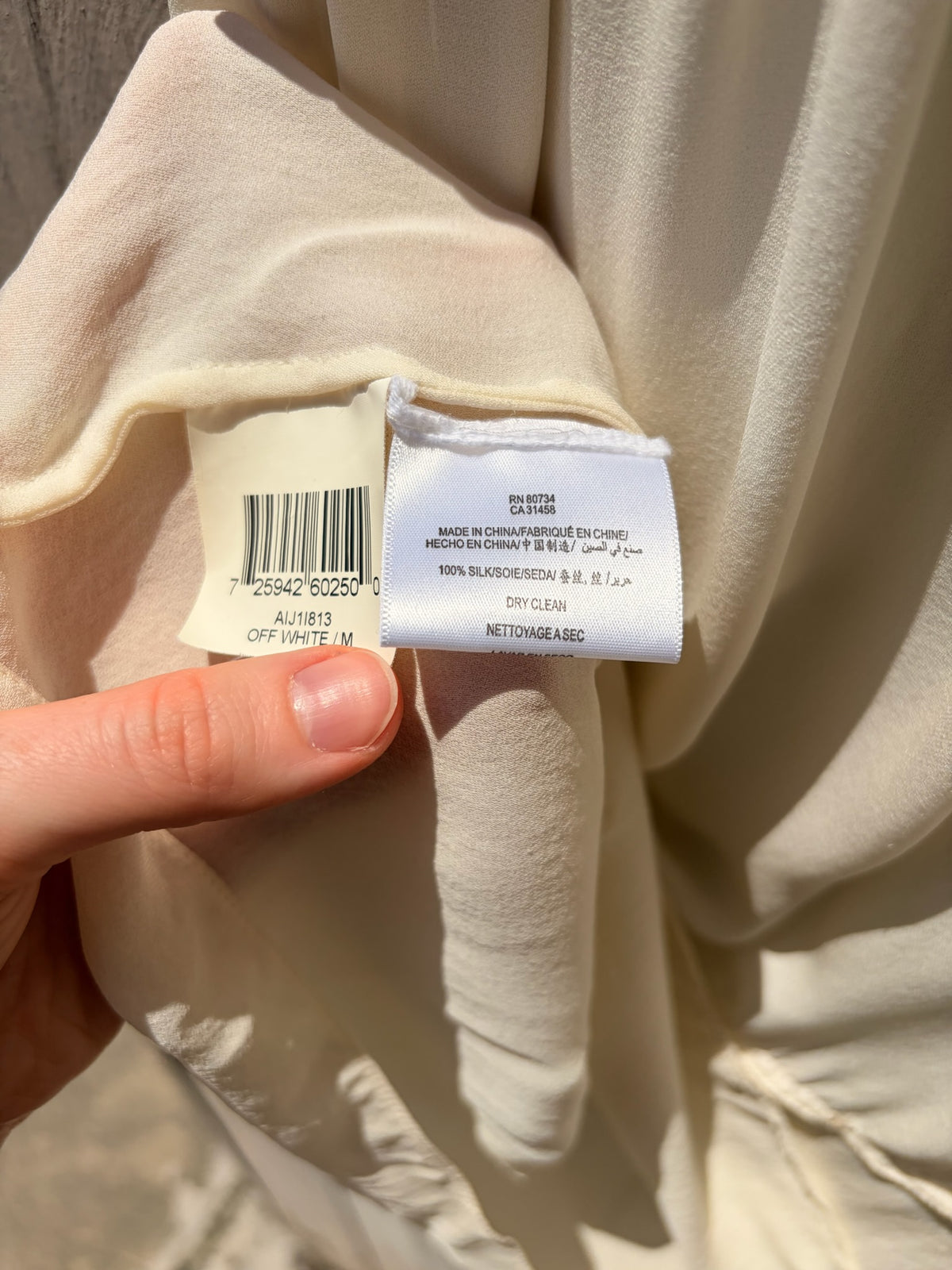 BCBG Max Azria Cream Silk Tiered Tunic Top