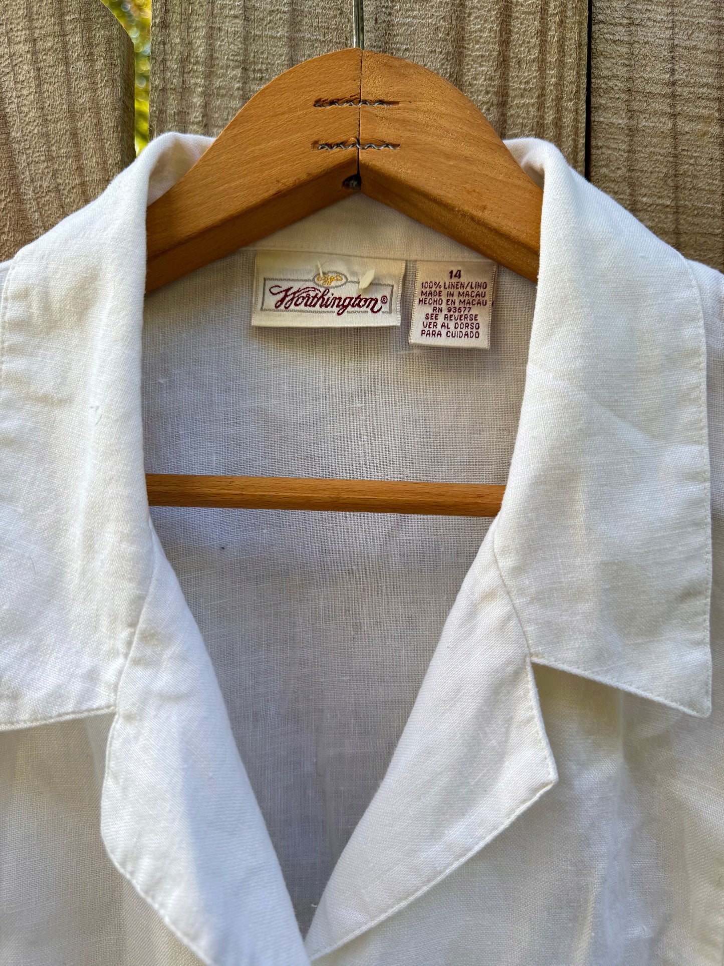 VINTAGE LINEN BUTTON DOWN TANK — WHITE