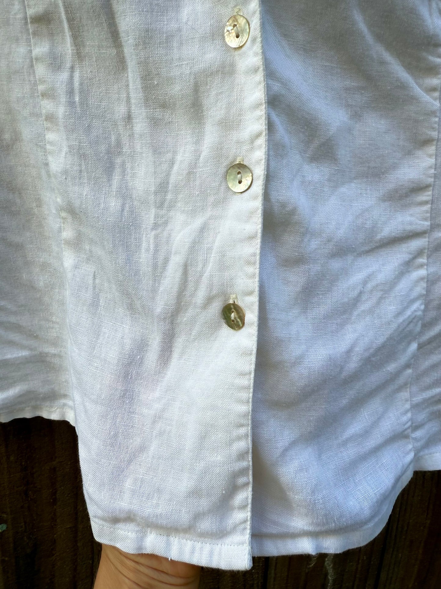 VINTAGE LINEN BUTTON DOWN TANK — WHITE