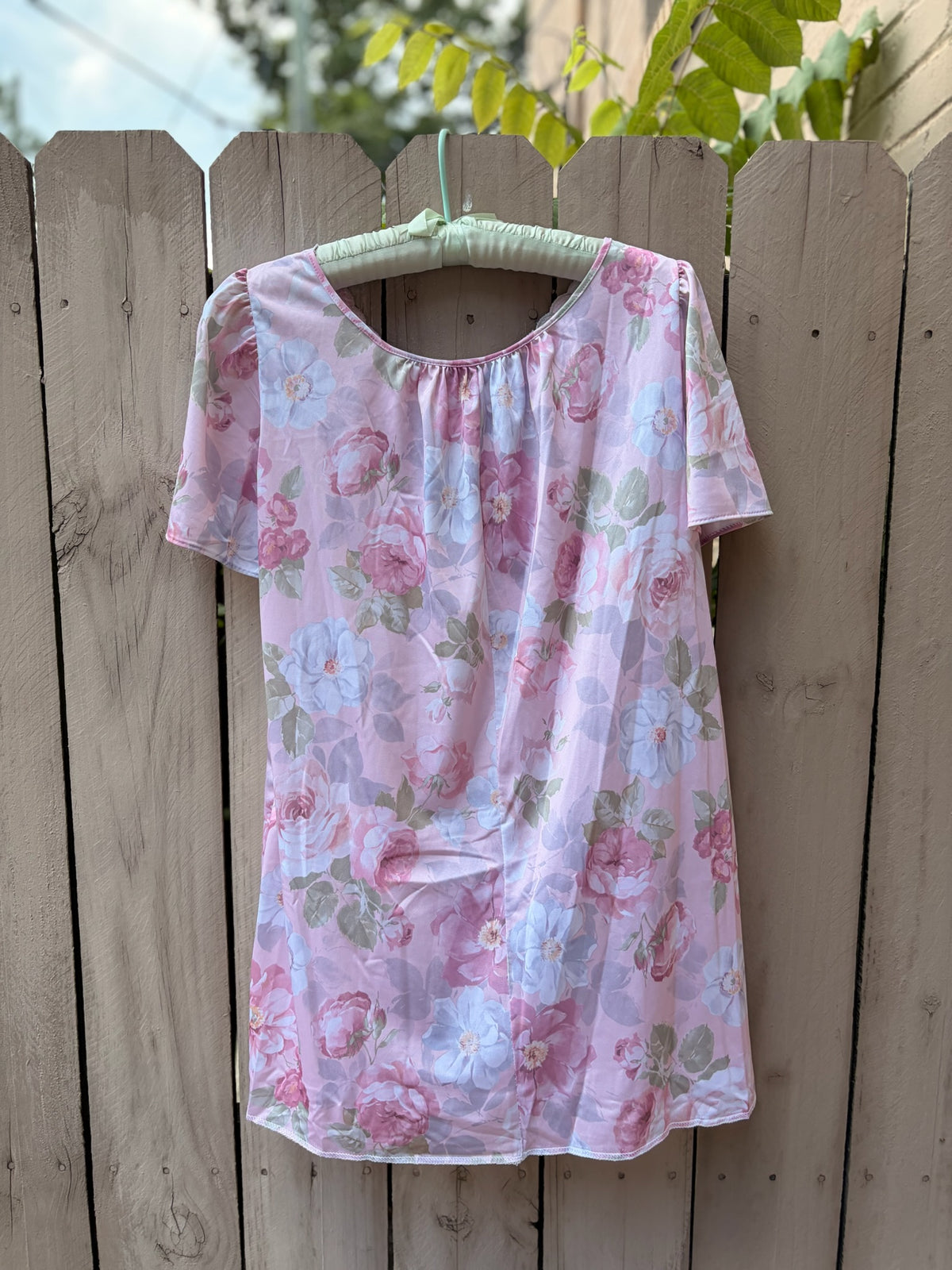 Reworked Vintage Shadowline Rosy Floral Nightgown & Robe Set