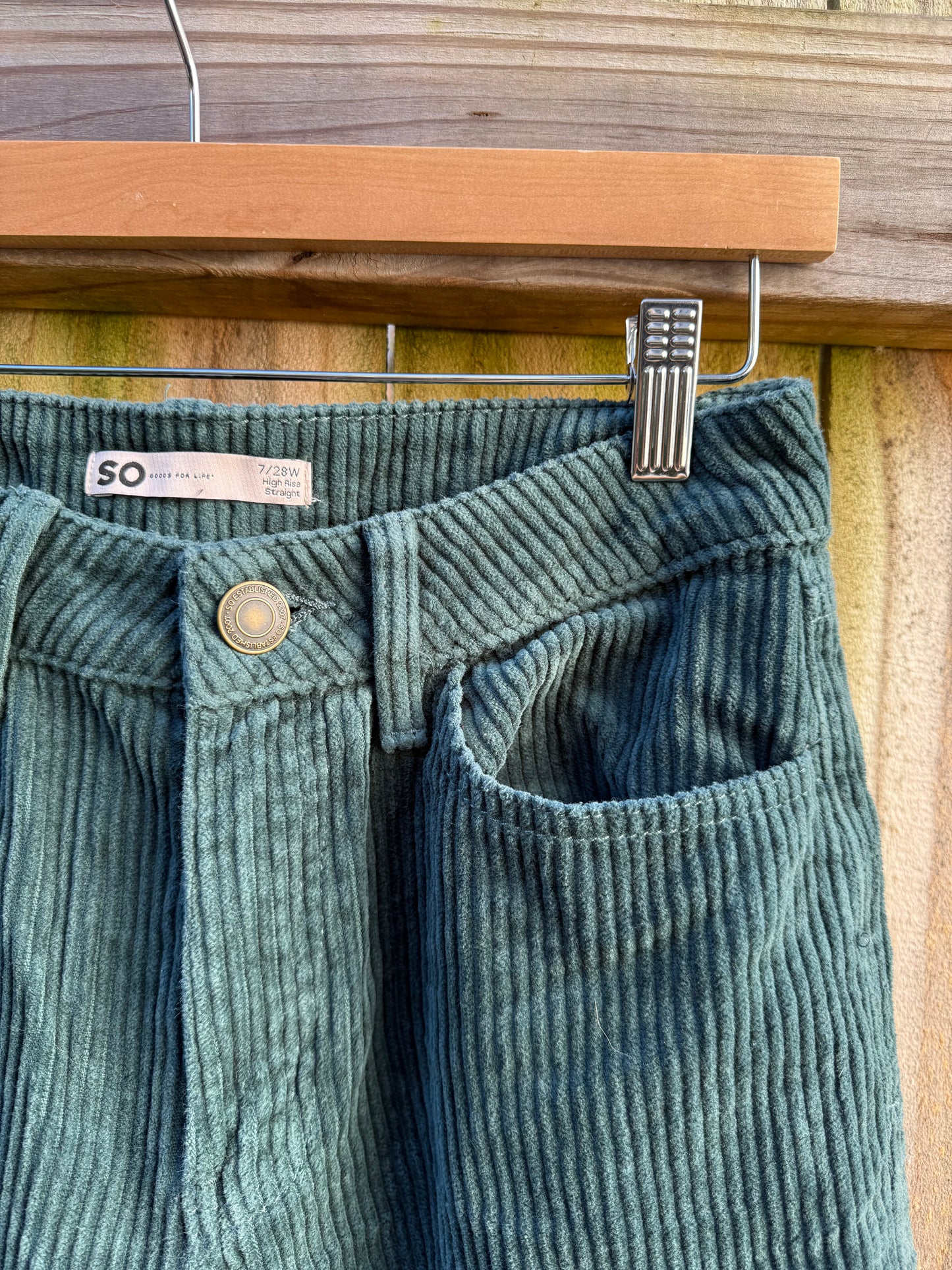 High Rise Straight Corduroy Pants Sage Green Soft Wide Wale