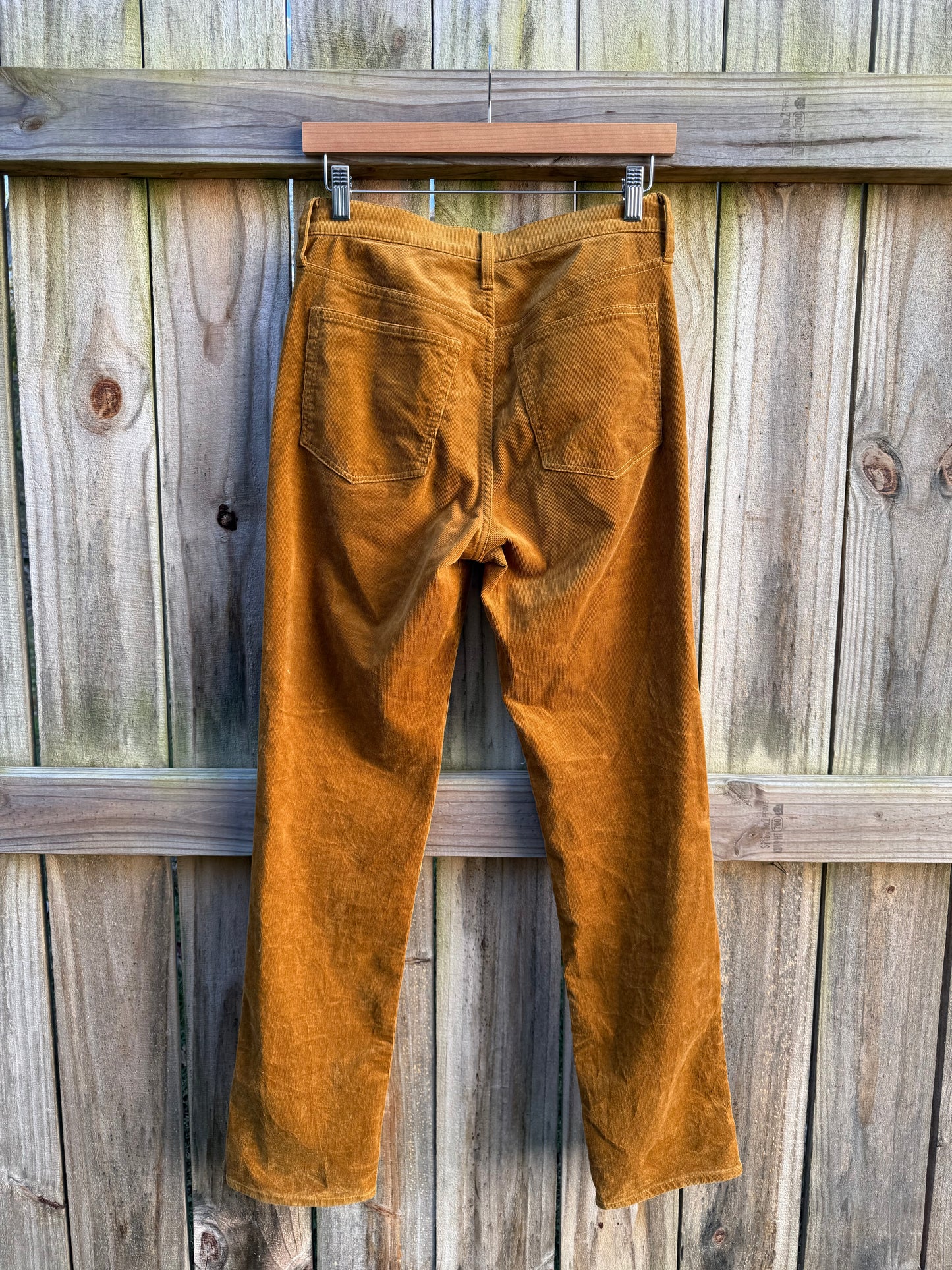 J.Crew High Rise Straight Corduroy Pants Golden Caramel Brown Soft Stretch
