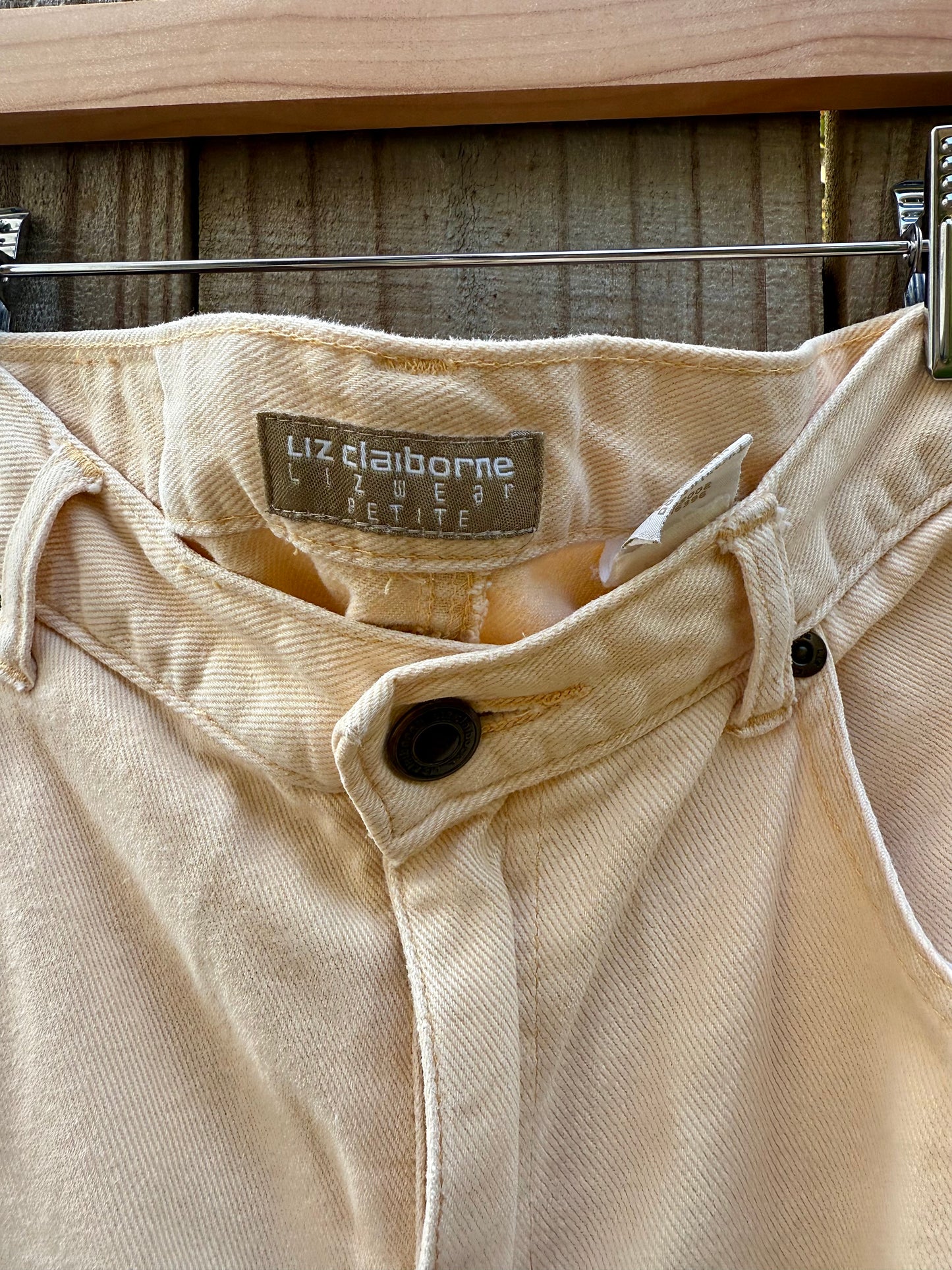VINTAGE LIZ CLAIBORNE FADED YELLOW HIGH-RISE JEANS — 90s