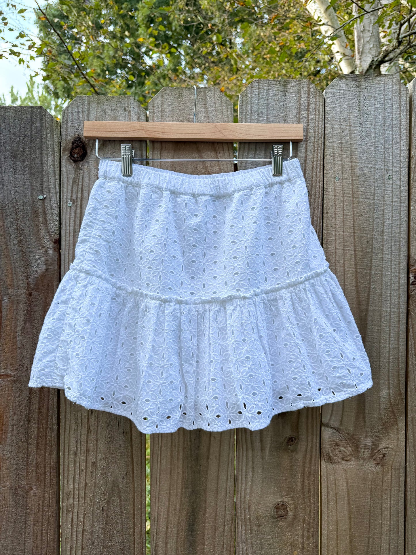 White Eyelet Tiered Mini Skirt