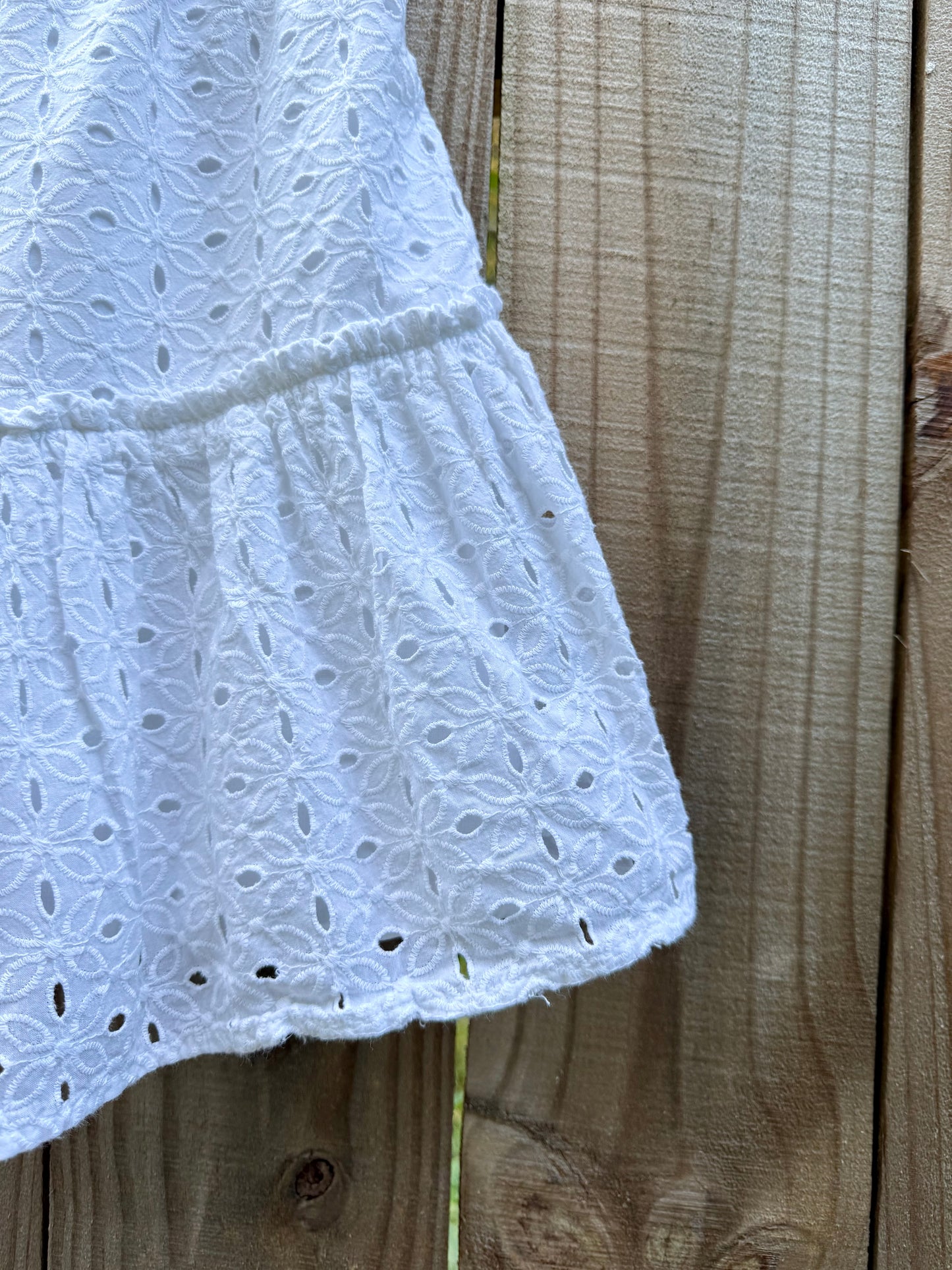 White Eyelet Tiered Mini Skirt