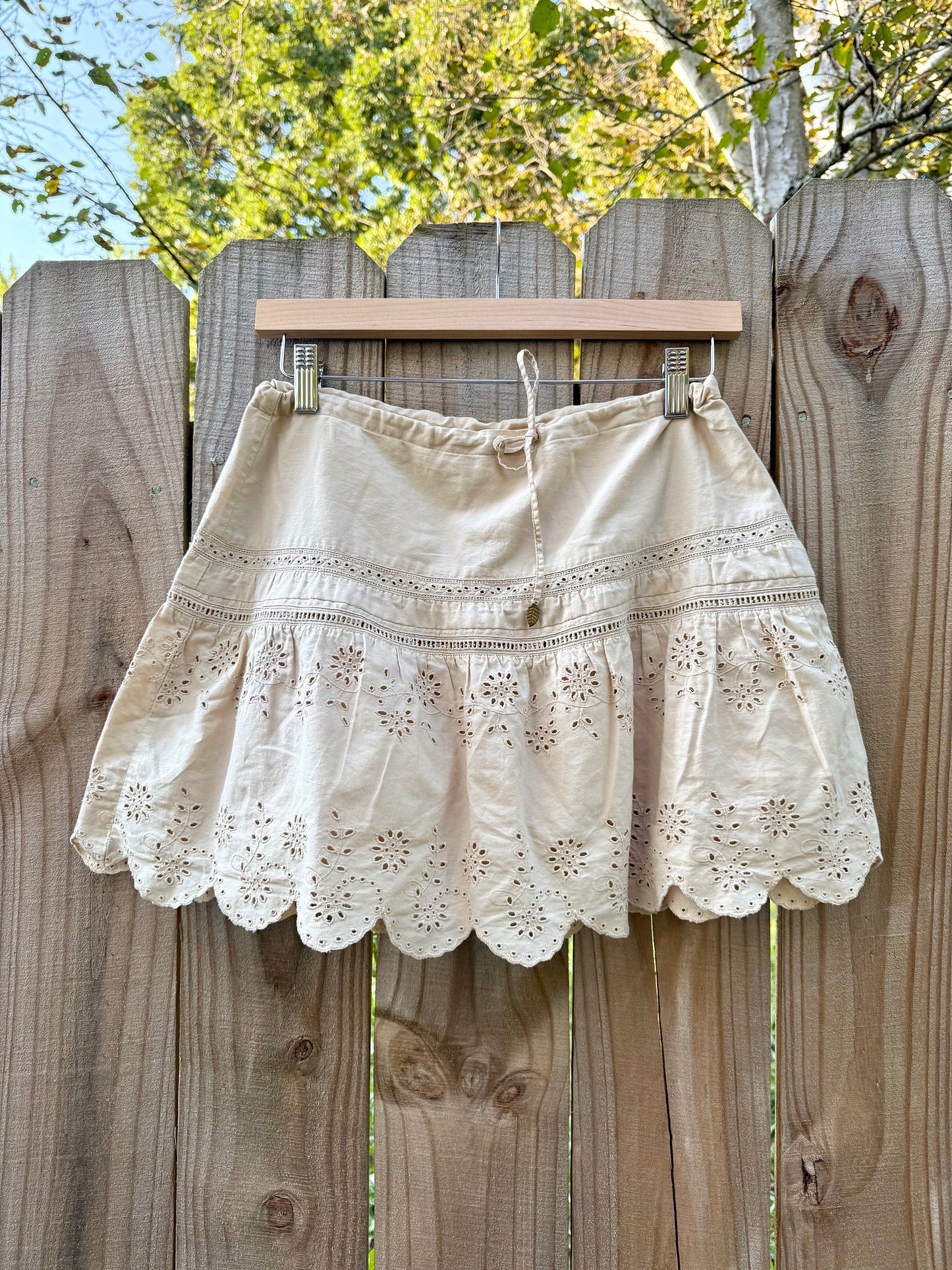 Sunday Honey Original — Reworked Eyelet Embroidered Mini Skirt