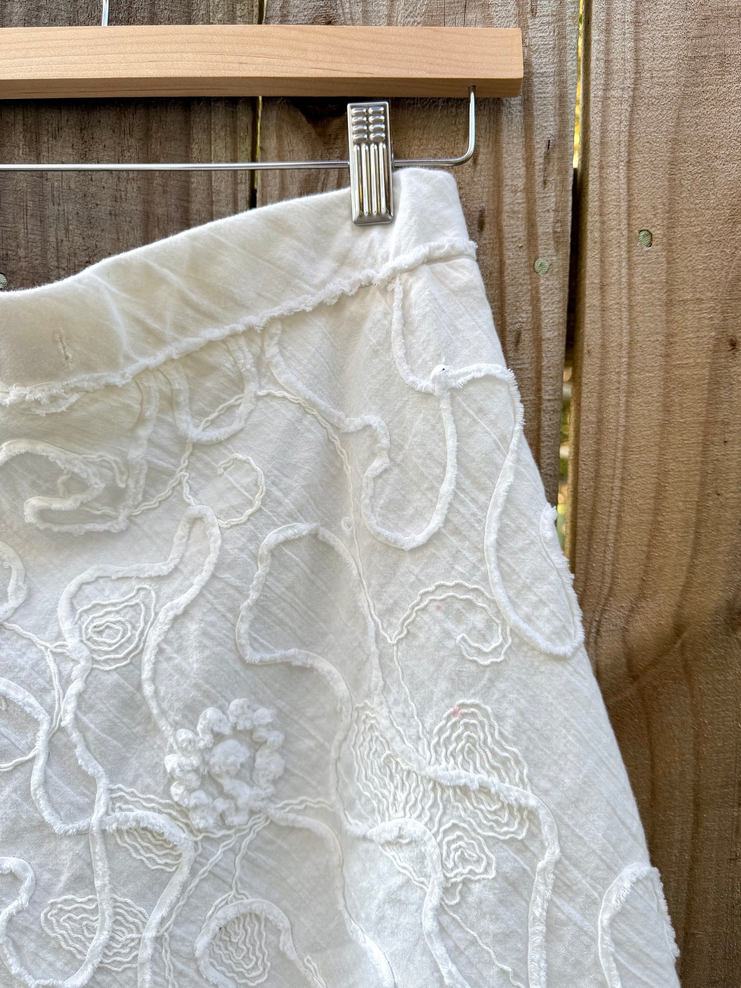 Reworked White Embroidered Mini Skirt