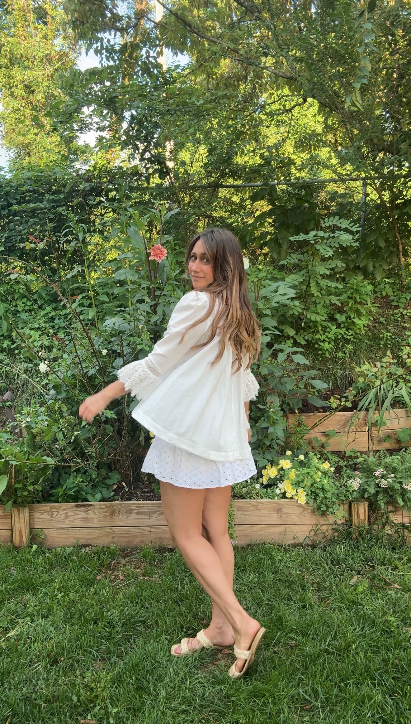 White Eyelet Tiered Mini Skirt