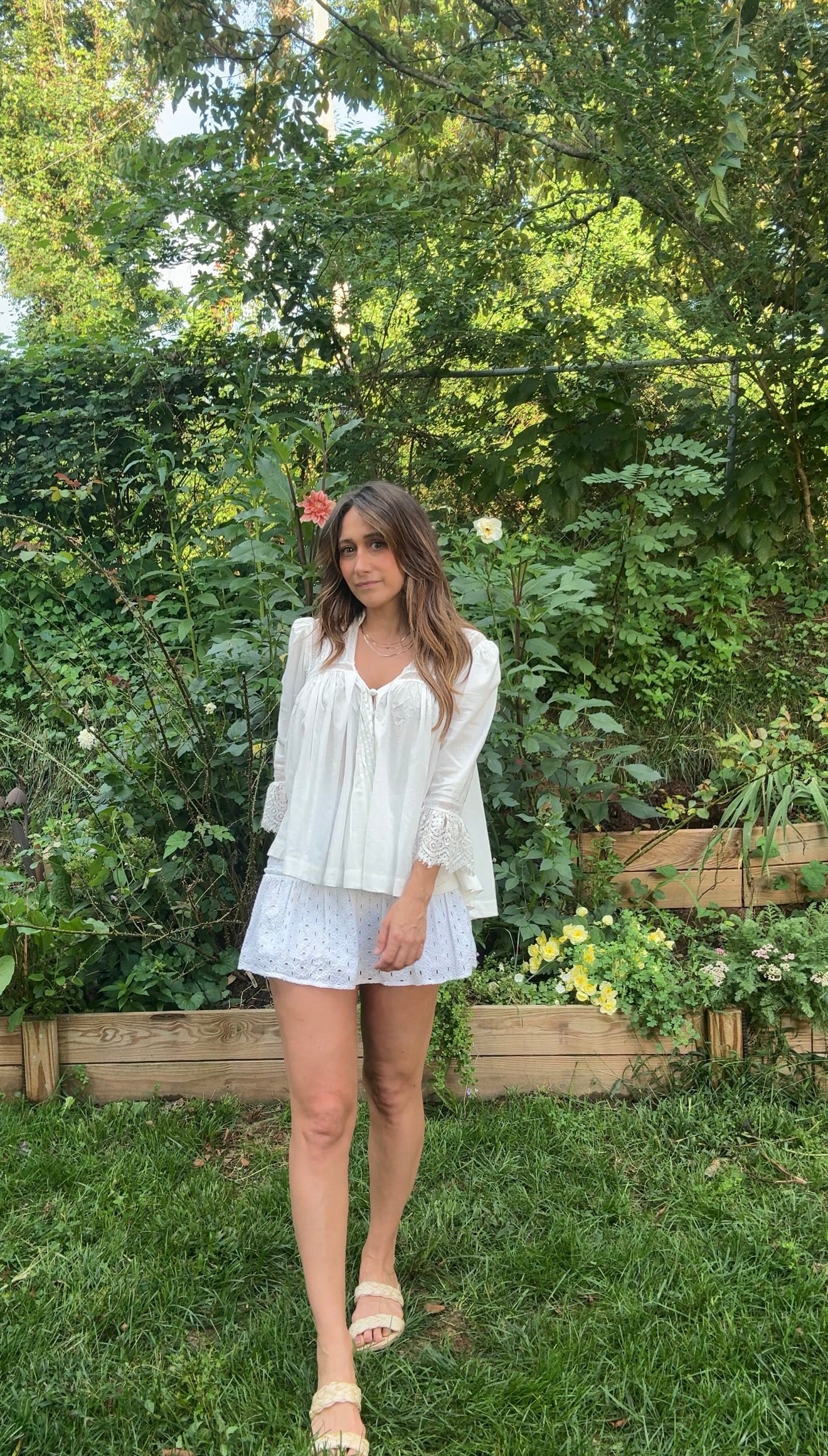 White Eyelet Tiered Mini Skirt