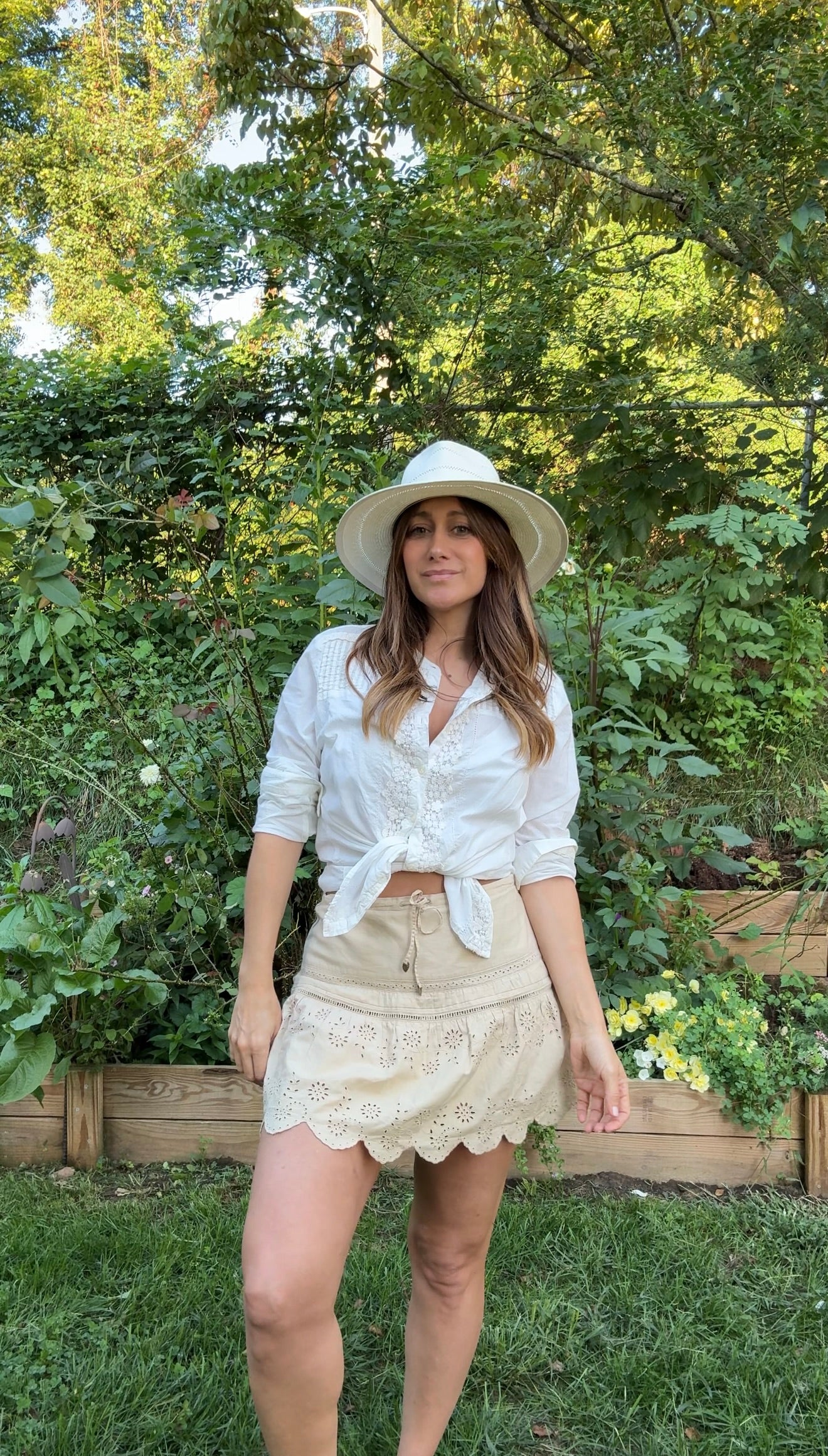 Sunday Honey Original — Reworked Eyelet Embroidered Mini Skirt