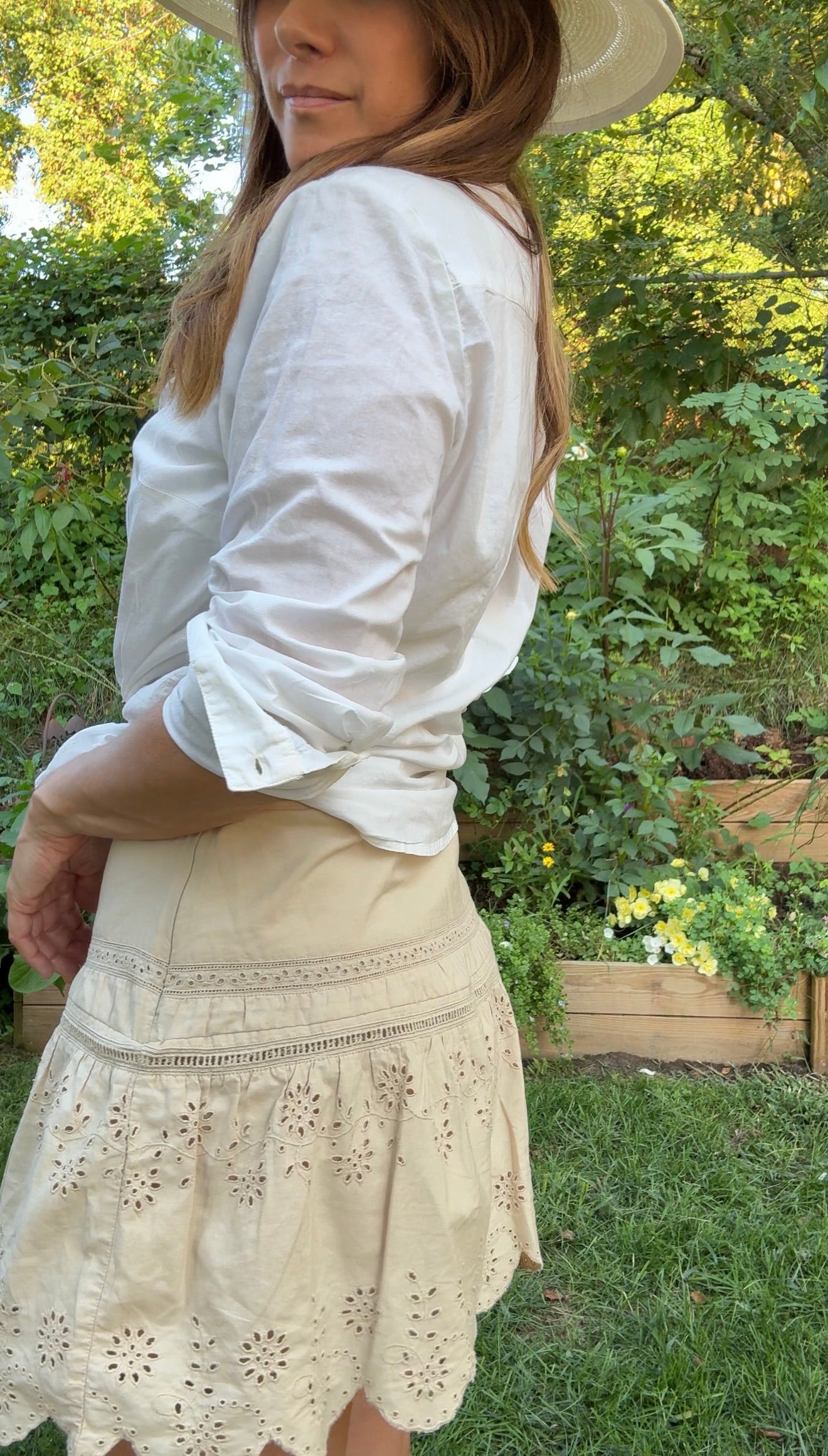 90s Pintuck Embroidered Cotton Blouse
