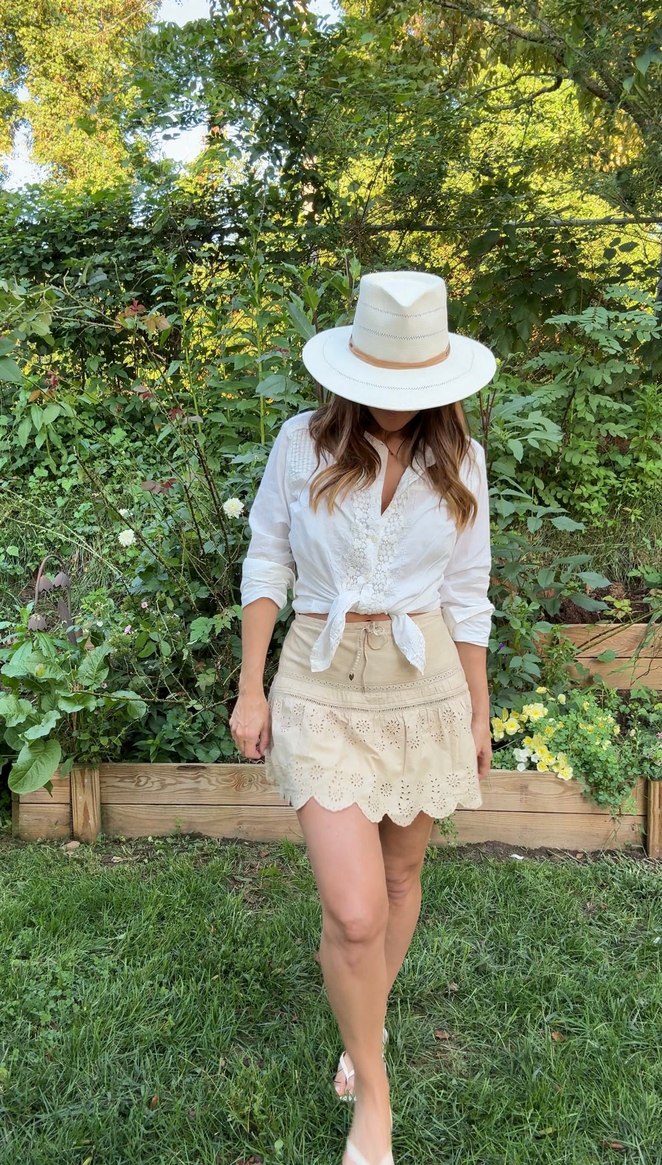 90s Pintuck Embroidered Cotton Blouse