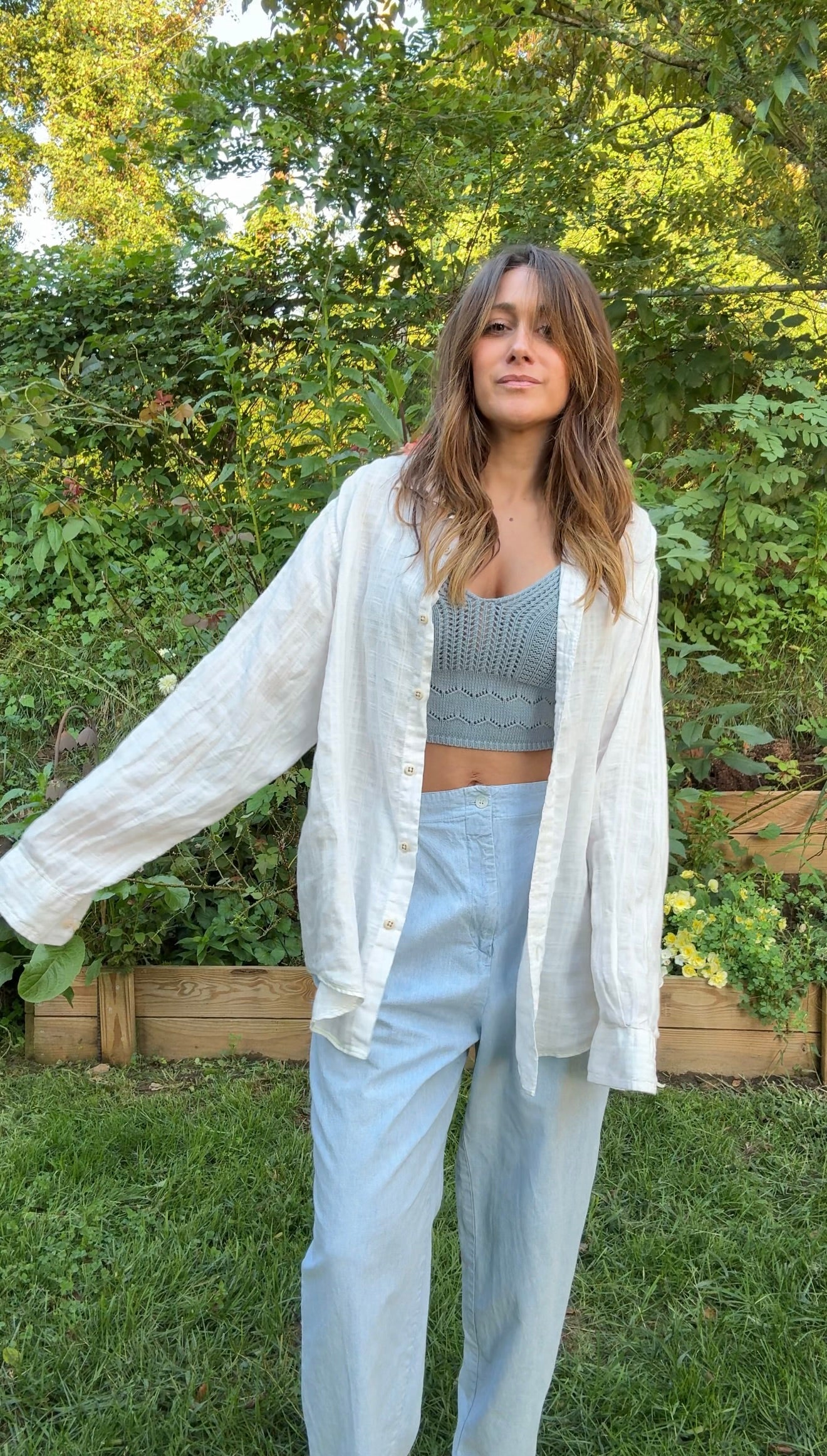 House of Harlow Soft Blue Knit Crop